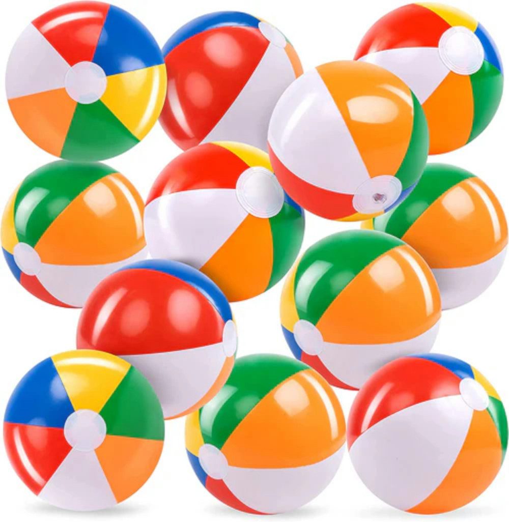 UE Stock Wasserball 12er Set aufblasbare Regenbogen-Bälle Strandbälle Bälle 30cm, in leuchtenden Regenbogenfarben