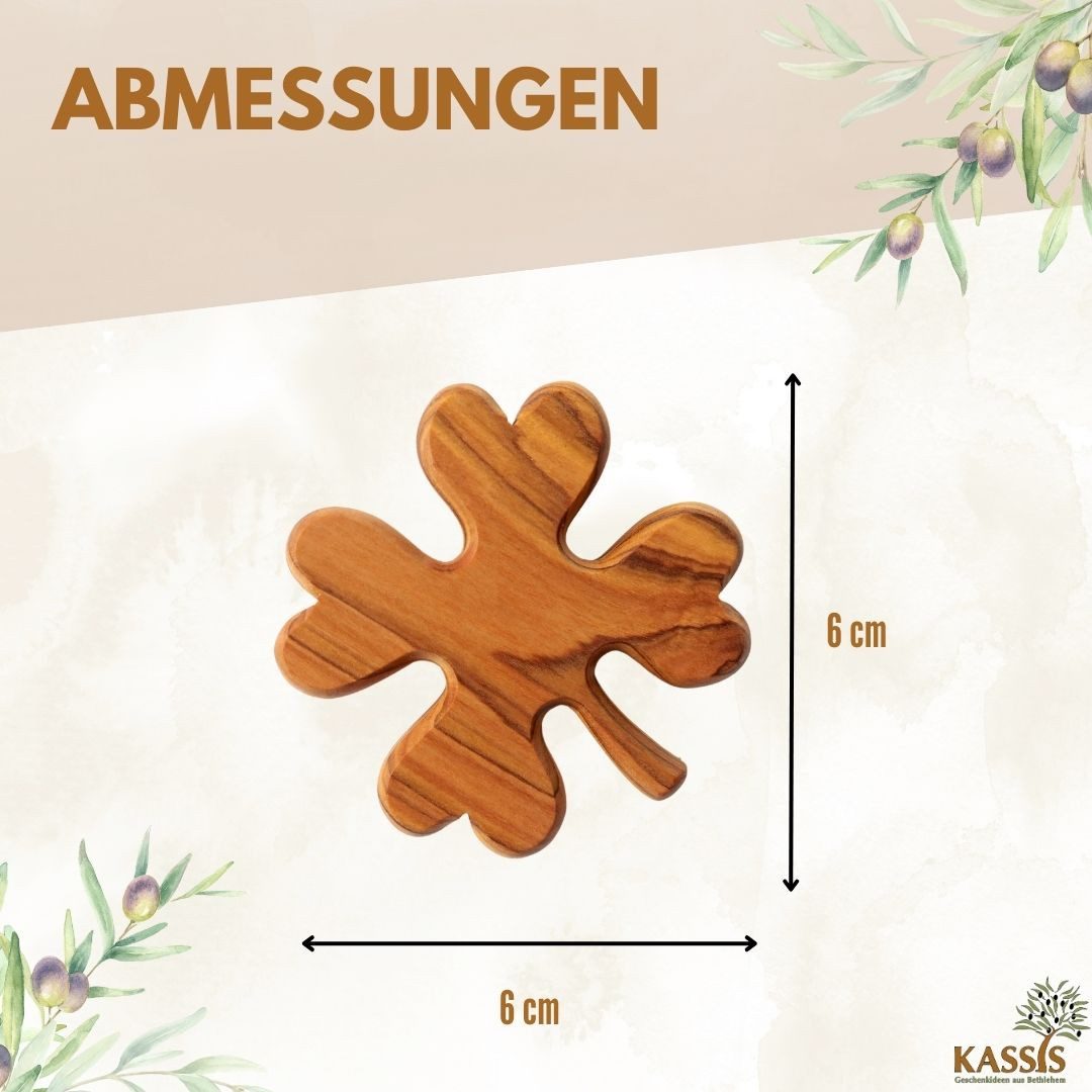 Kassis Geschenkartikel Dekoobjekt Kleeblatt aus Olivenholz Handschmeichler Antistress Glücksbringer, handgefertigt in Bethlehem, Geschenke zu mehreren Anlässen – Bild 3 von 5