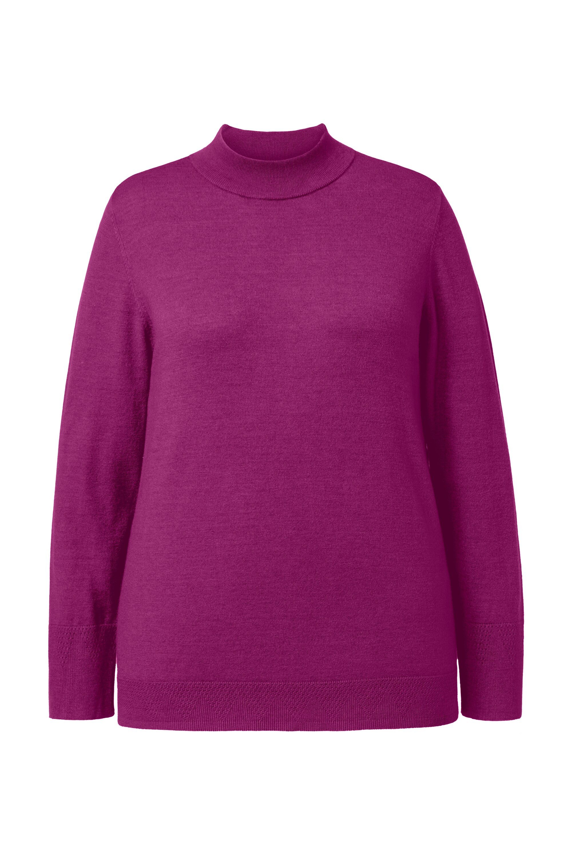 Ulla Popken Strickpullover Pullover Stehkragen Langarm Rippbündchen günstig online kaufen