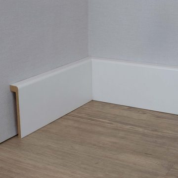 PROVISTON Sockelleiste MDF, 19 x 96 x 2500 mm, Weiß, Fliesen Abdeckleiste bis 85 mm Höhe