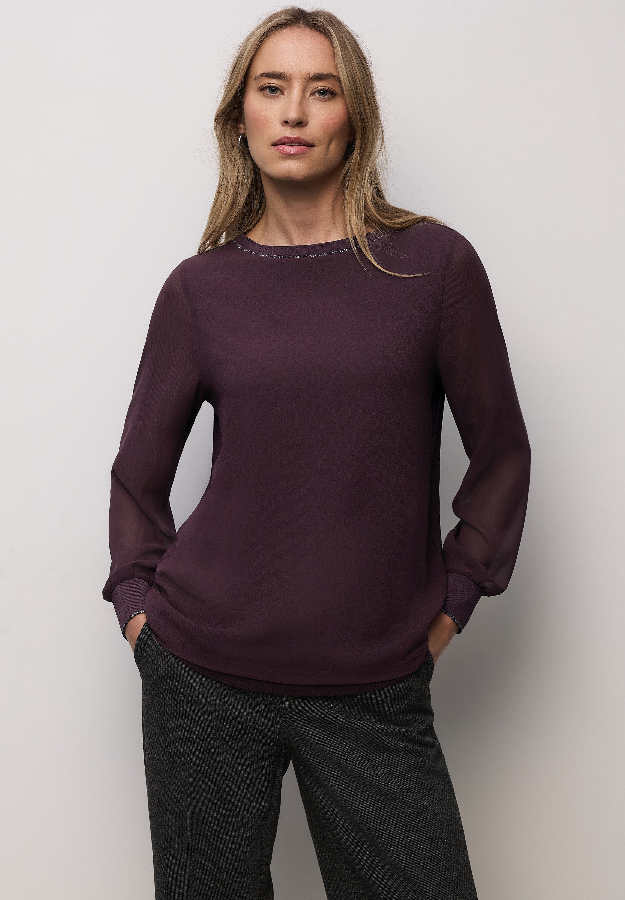 STREET ONE Langarmshirt in Blusen-Optik günstig online kaufen