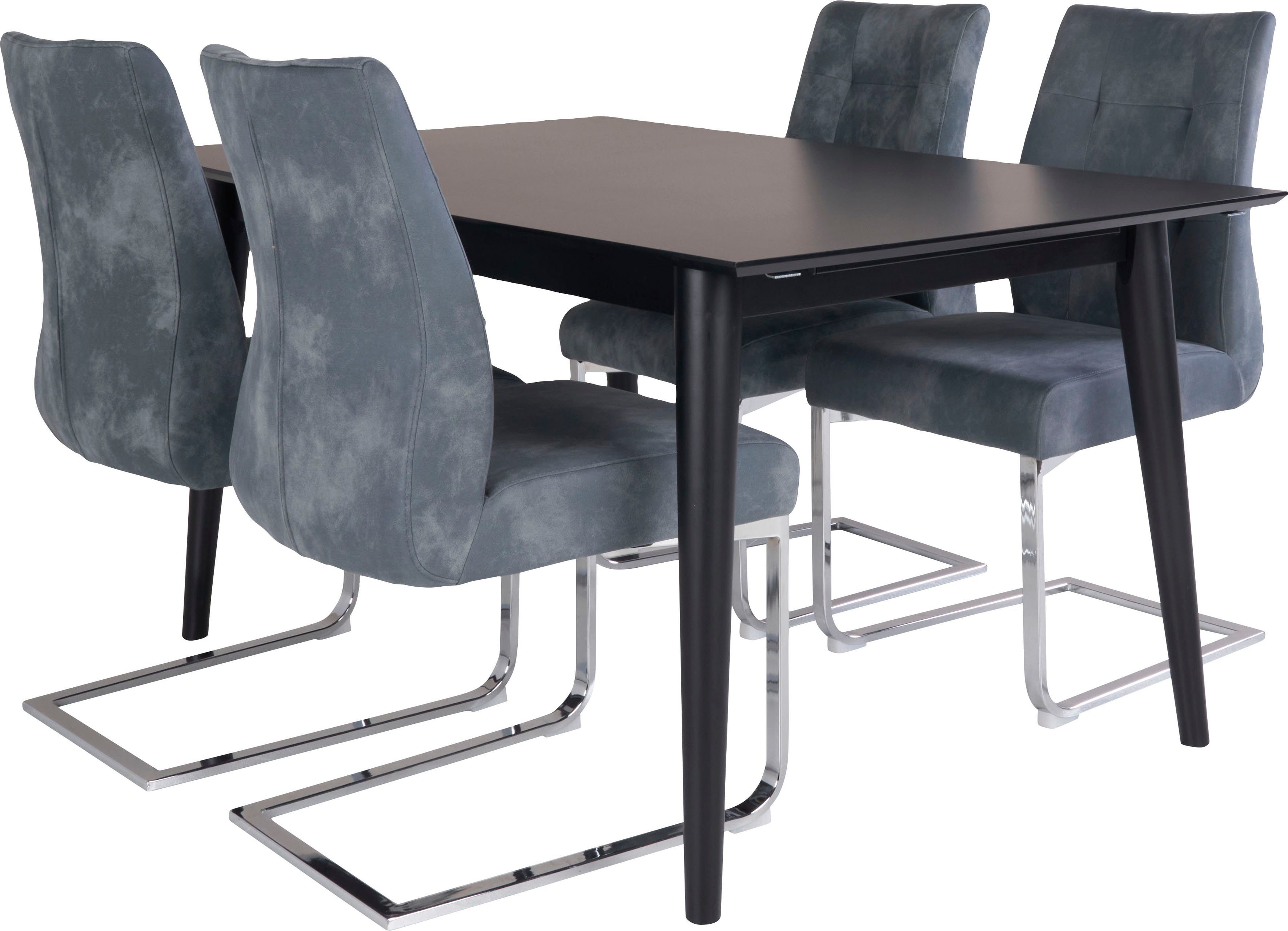 Homexperts Essgruppe Odense, (Set, 5-tlg), mit ausziehbarem Tisch blau/schwarz
