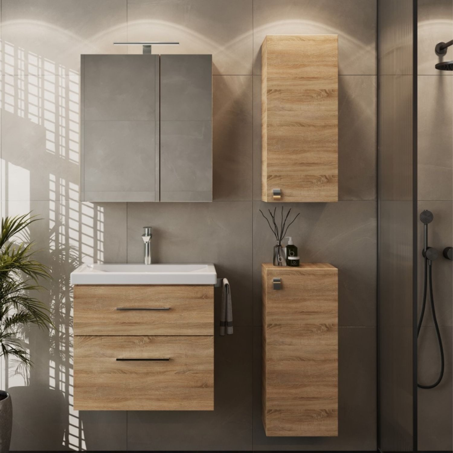 Planetmöbel Badmöbel-Set Badmöbel-Set mit Spiegelschrank 63cm günstig online kaufen