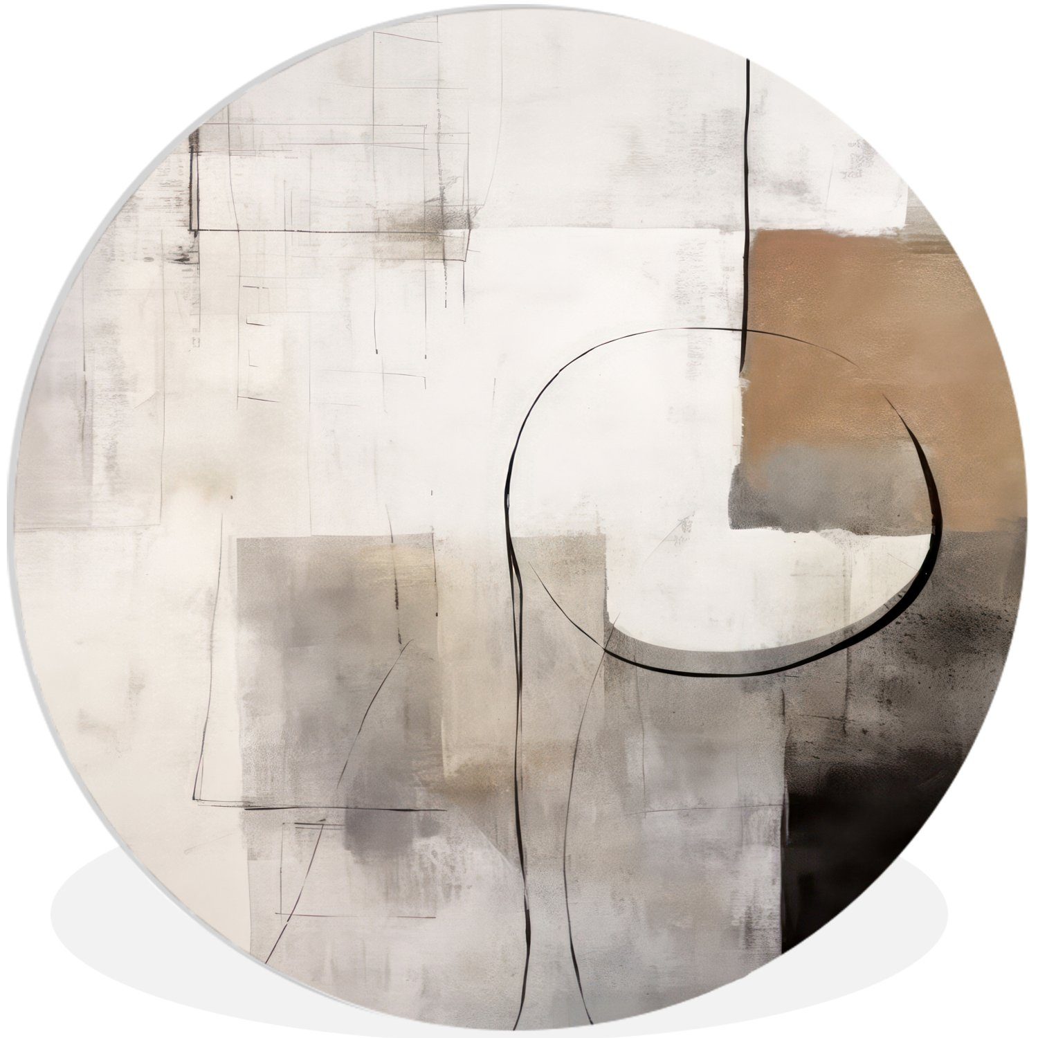 Abstrakte MuchoWow - Industriell Weiß cm Wanddekoration - (1 - Forex, Kunst 30x30 Wohnzimmer, St), Gemälde Kreis Wandbild, Rundes Grau,