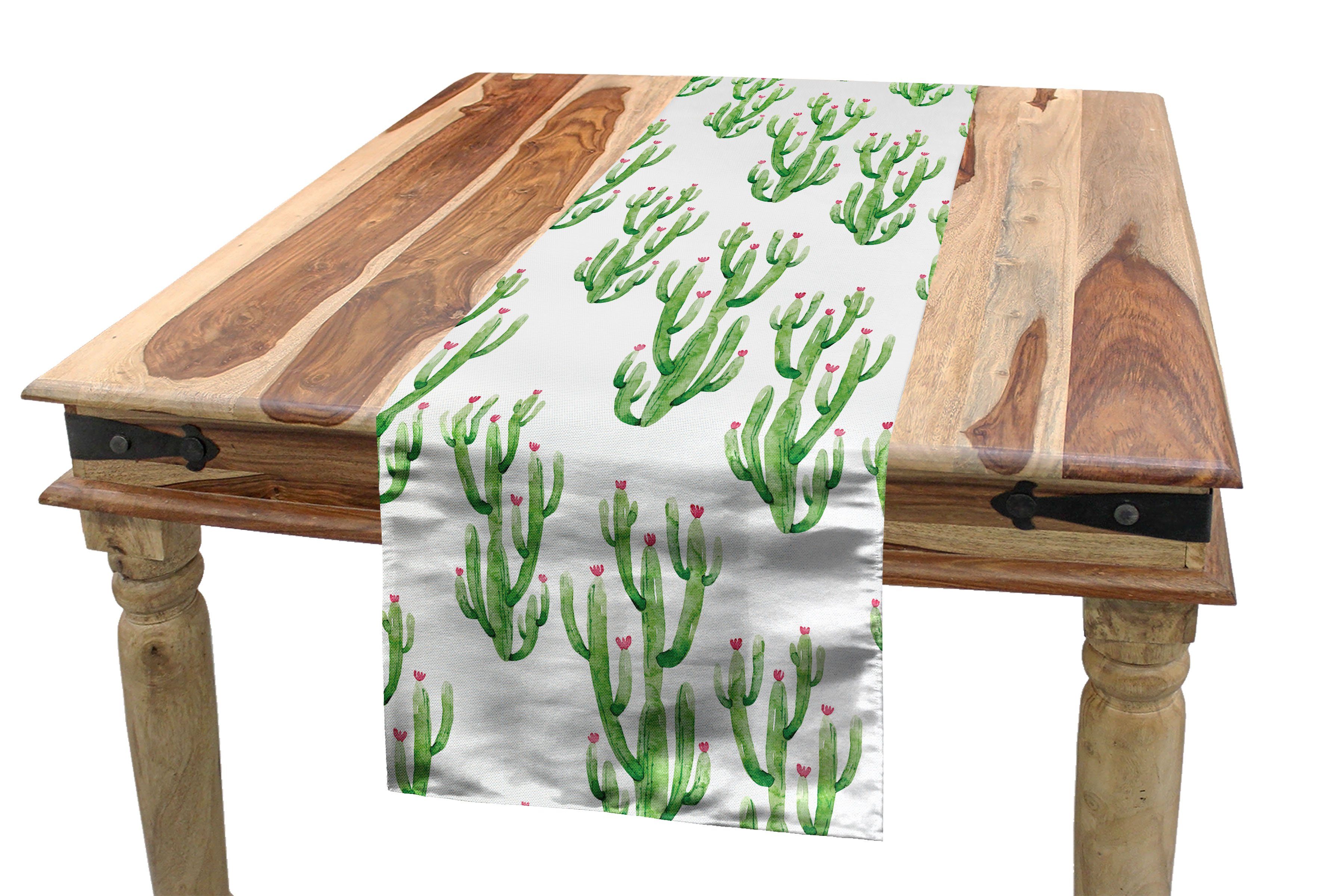 Abakuhaus Tischläufer Esszimmer Küche Rechteckiger Dekorativer Tischläufer, Blume Aquarell Kaktus-Anlage | Tischläufer