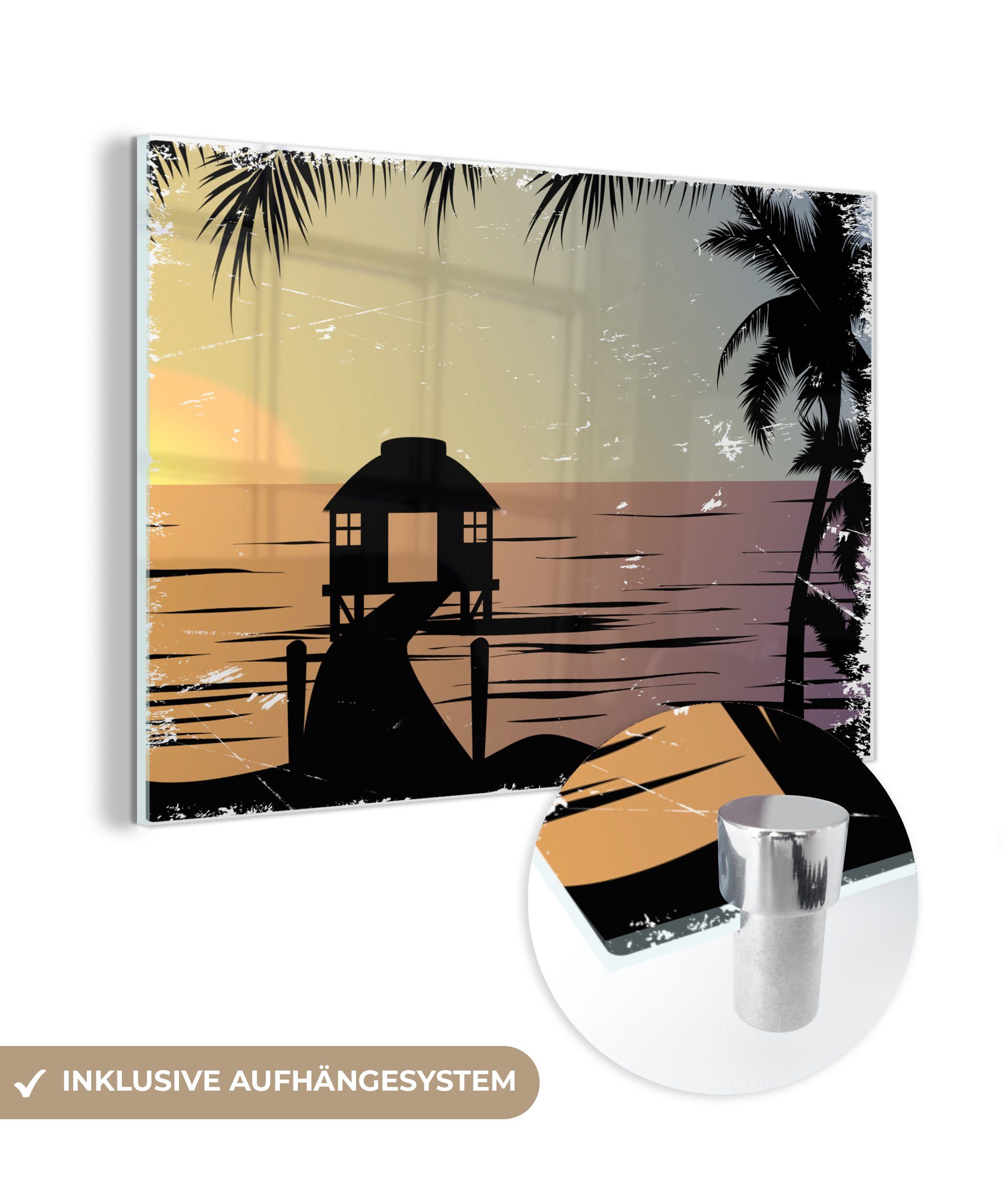 MuchoWow Acrylglasbild Pier - Meer - Nacht - Sommer, (1 St), Acrylglasbilder Wohnzimmer & Schlafzimmer