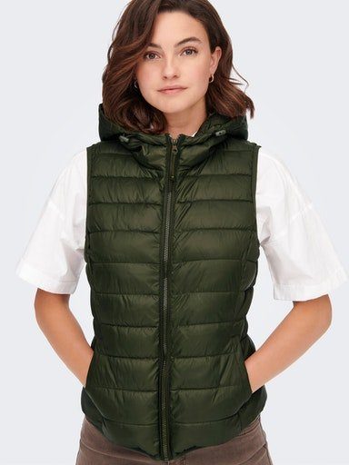 ONLY Steppweste ONLNEWTAHOE WAISTCOAT HOOD NOOS OTW Forest Night