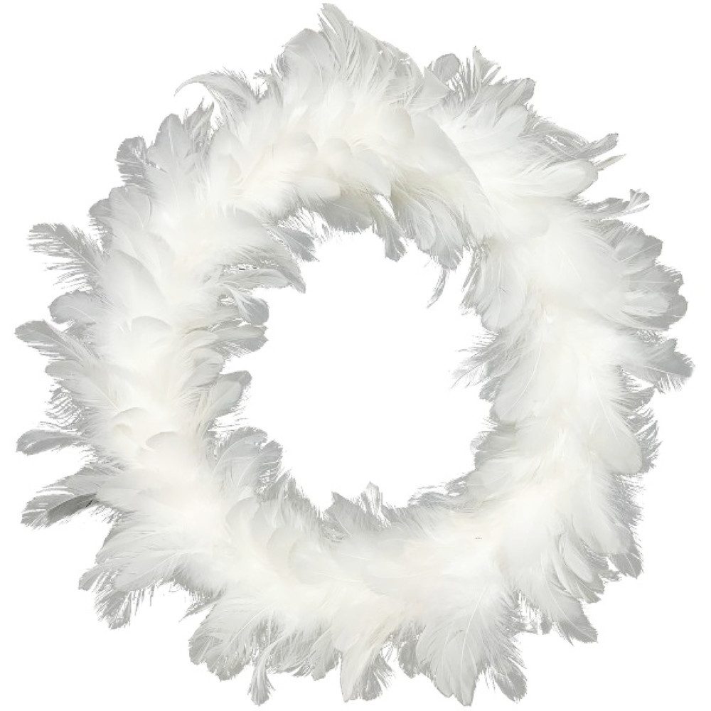Exner GmbH Garten- & Wohnaccessoires Dekokranz Feder Deko Kranz Weiß Modern 35 cm Hänger