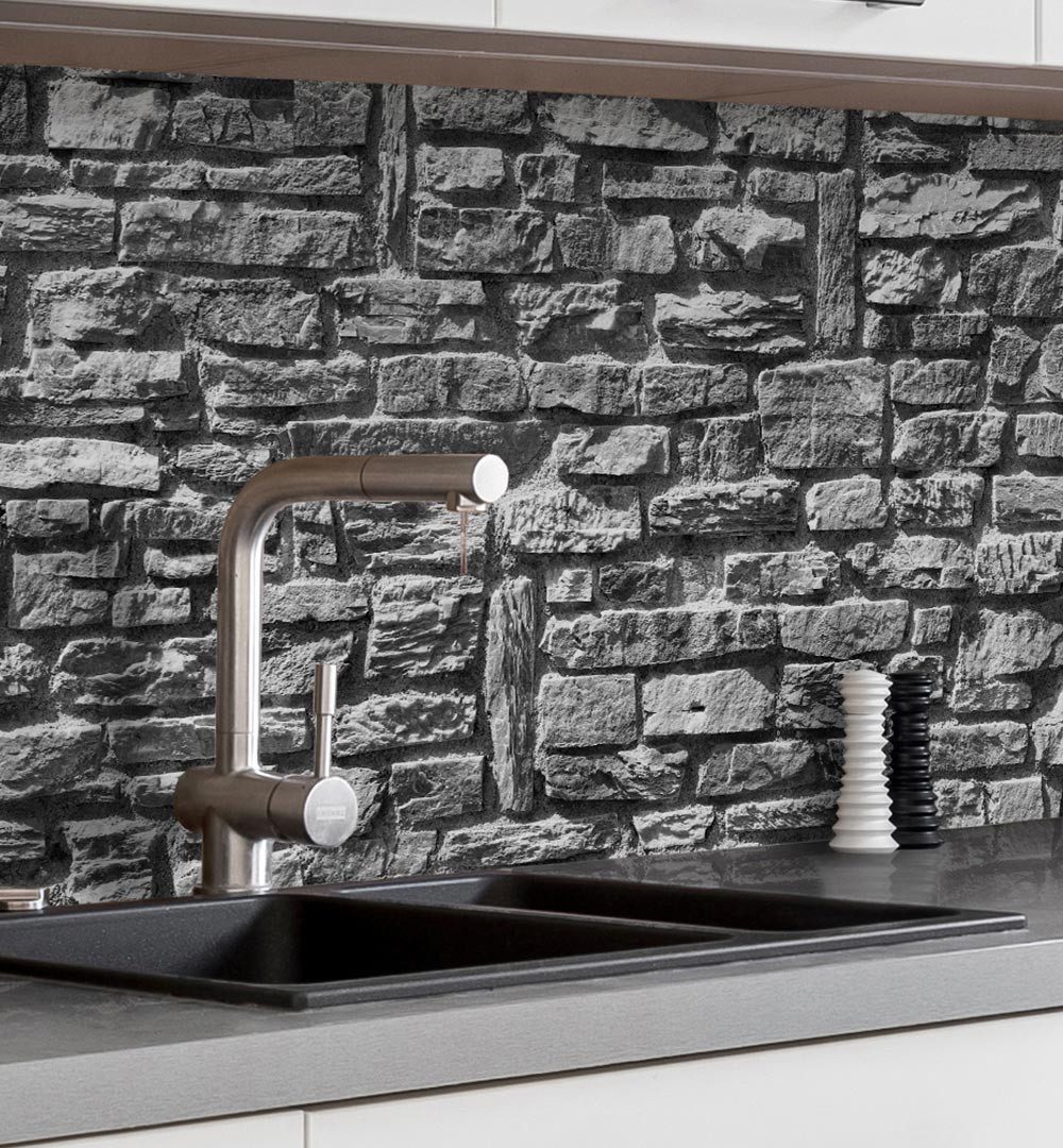 MyMaxxi Küchenrückwand Küchenrückwand selbstklebend Ziegelwand Grau Spritzschutz Folie, (Klebefolie passend geschnitten und gerollt B 60 cm x H 60 cm), Ziegelwand Grau B 60 cm x H 60 cm