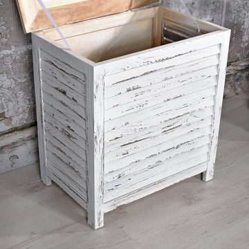 Melko Wäschetruhe Wäschetruhe Aufbewahrungstruhe Kiste in Weiß aus Holz Wäschesammler Box Couchtisch (Stück), Paulownienholz