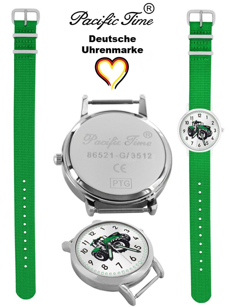 Pacific Time Quarzuhr Kinder Armbanduhr Traktor grün Wechselarmband, Mix und Match Design - Gratis Versand