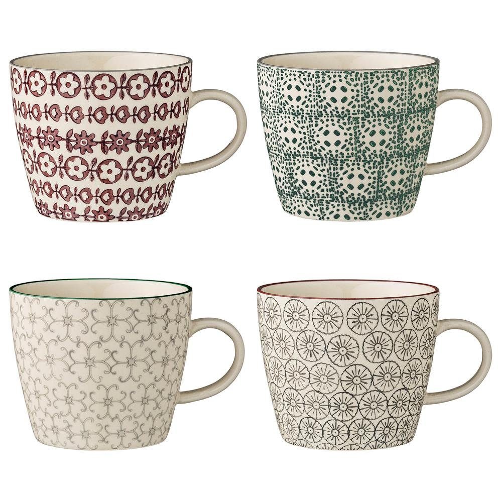 Bloomingville Tasse Karine, 4er Set, 300 ml, 8 cm Höhe, Kaffeetasse, Teetasse, Keramik