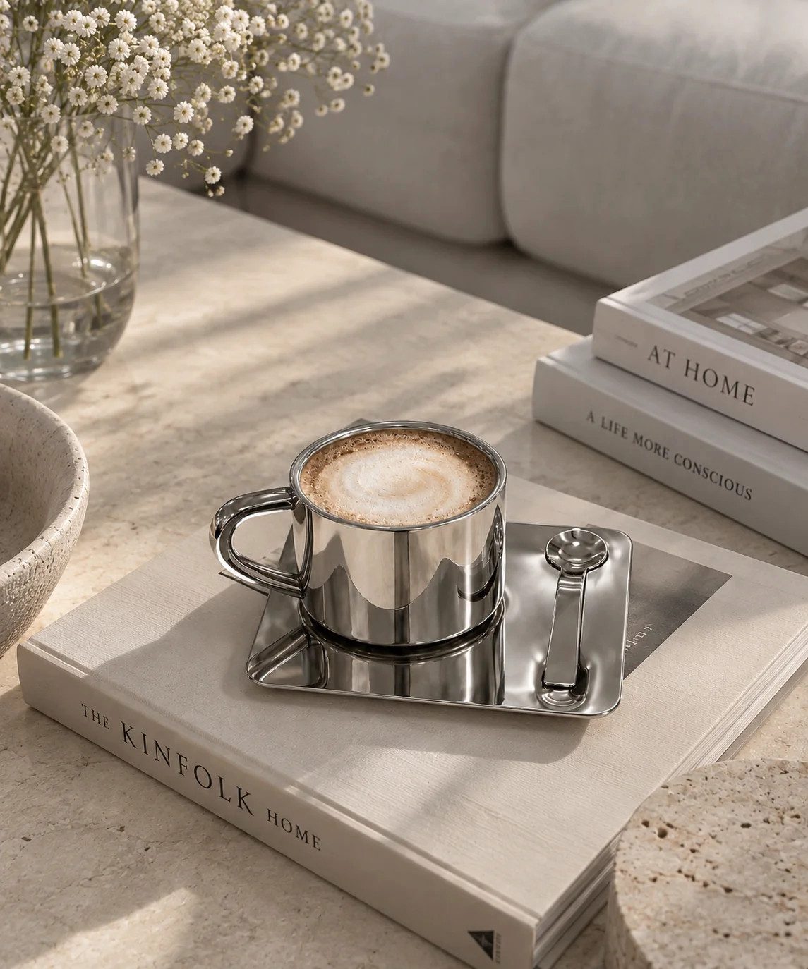 EmirtexHome Cappuccinotasse Edelstahl-Kaffeetassen-Set – 3-teilig, 170 ml, 3-tlg.