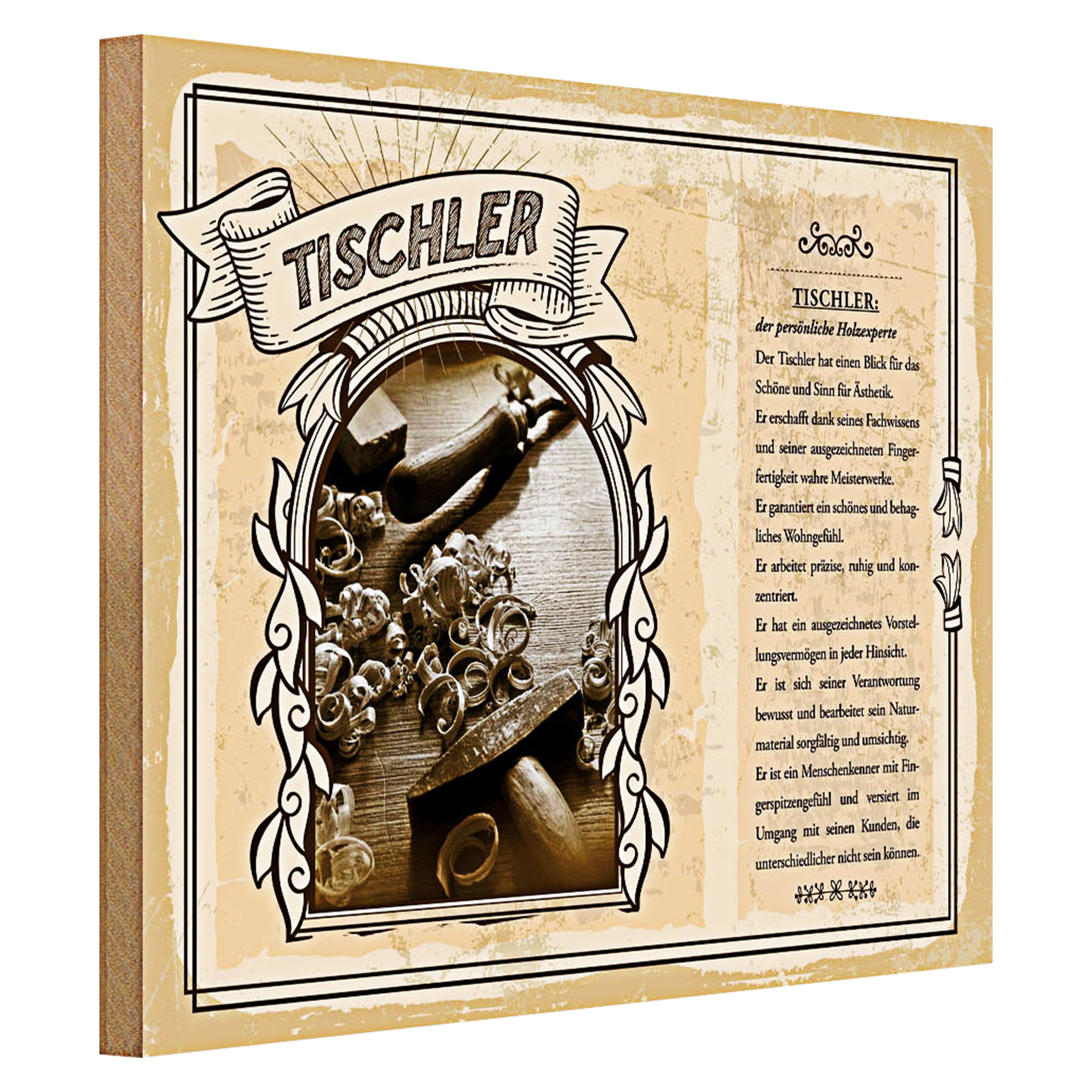 Roomando Holzbild Berufe Tischler Holzexpert Menschenkenner 40x30cm
