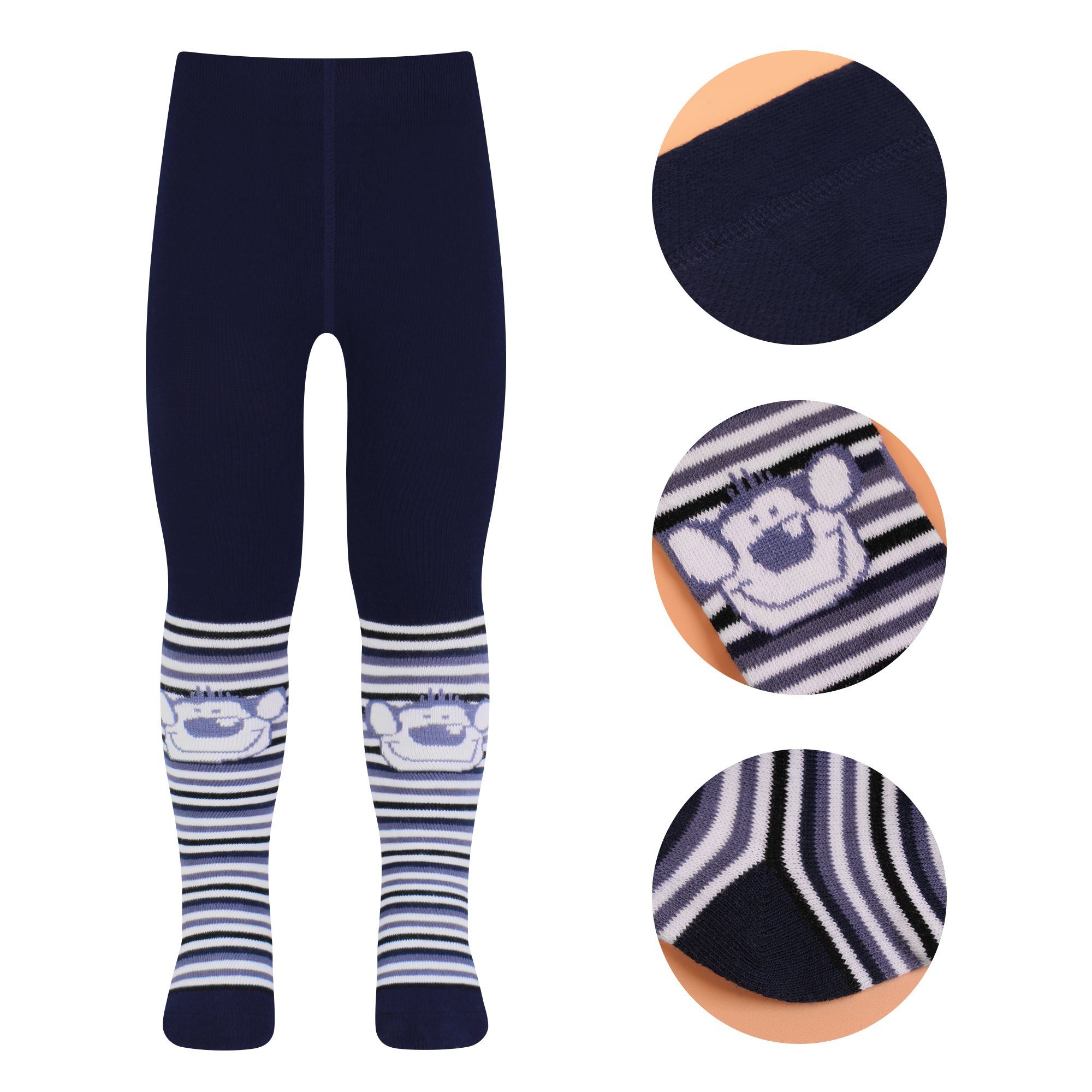 L&K-II Strumpfhose 2760 (4er-Pack) Babystrumpfhose für Baby Jungen mit Hund Löwen Affen Bären Motiv