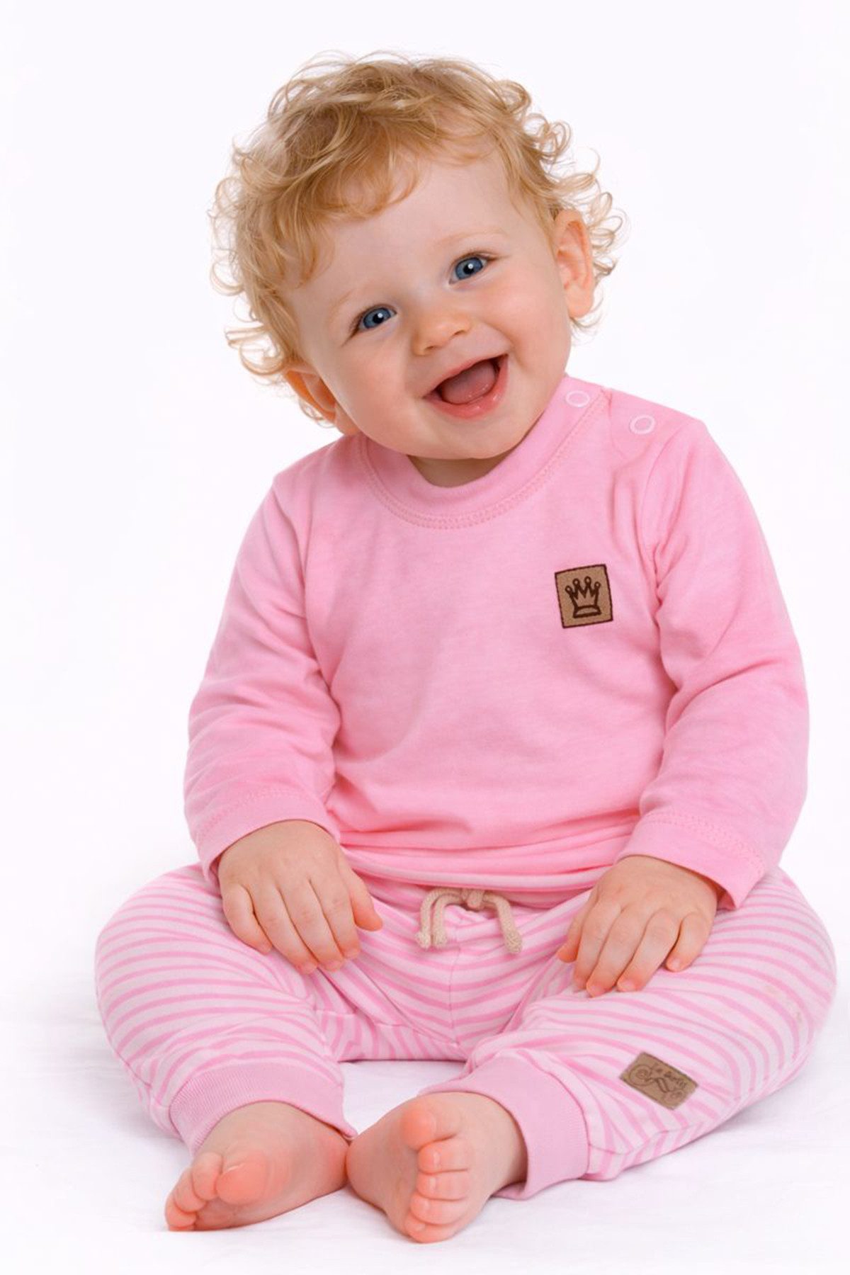Langarmshirt & Hose Baby Anzug in Rosa Shirt Mitwachshose für Neugeborene