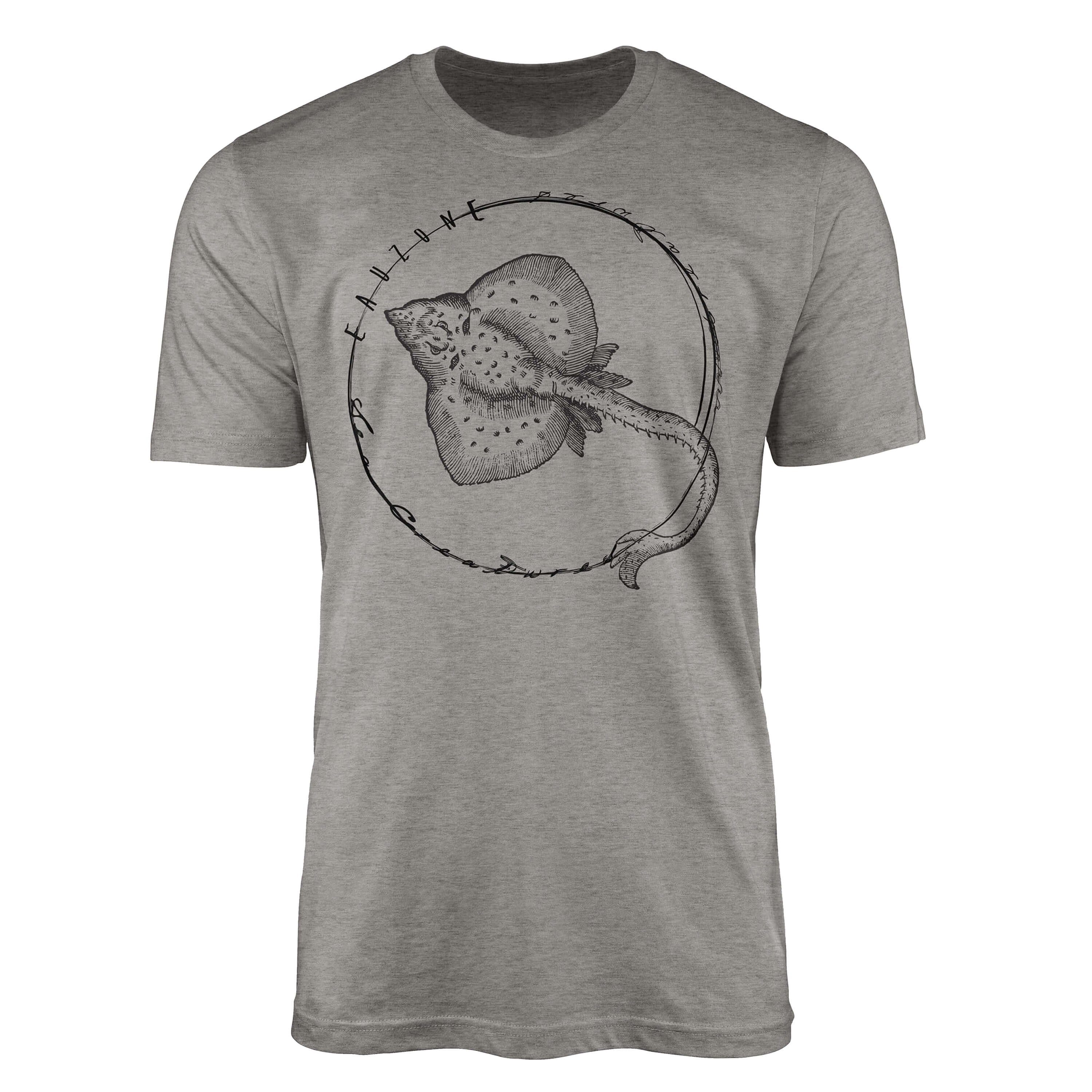 Sinus Art T-Shirt T-Shirt Tiefsee Fische - Serie: Sea Creatures, feine Struktur und sportlicher Schnitt / Sea 096 Ash