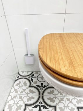 ADOB WC-Reinigungsbürste Design WC Bürste mit flachem Silikon Bürstenkopf Schaber und Aufbewahrungsbehälter, flexibler flacher Bürstenkopf, kratzt nicht, jeder Winkel erreichbar