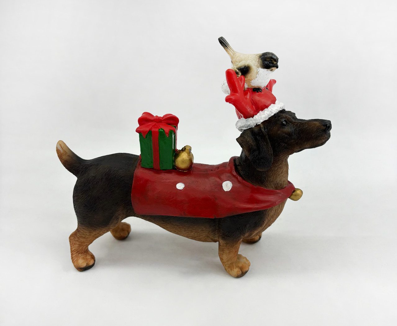 Trend Line Weihnachtsfigur Dekofigur Dackel Polyresin 17 cm bunt günstig online kaufen