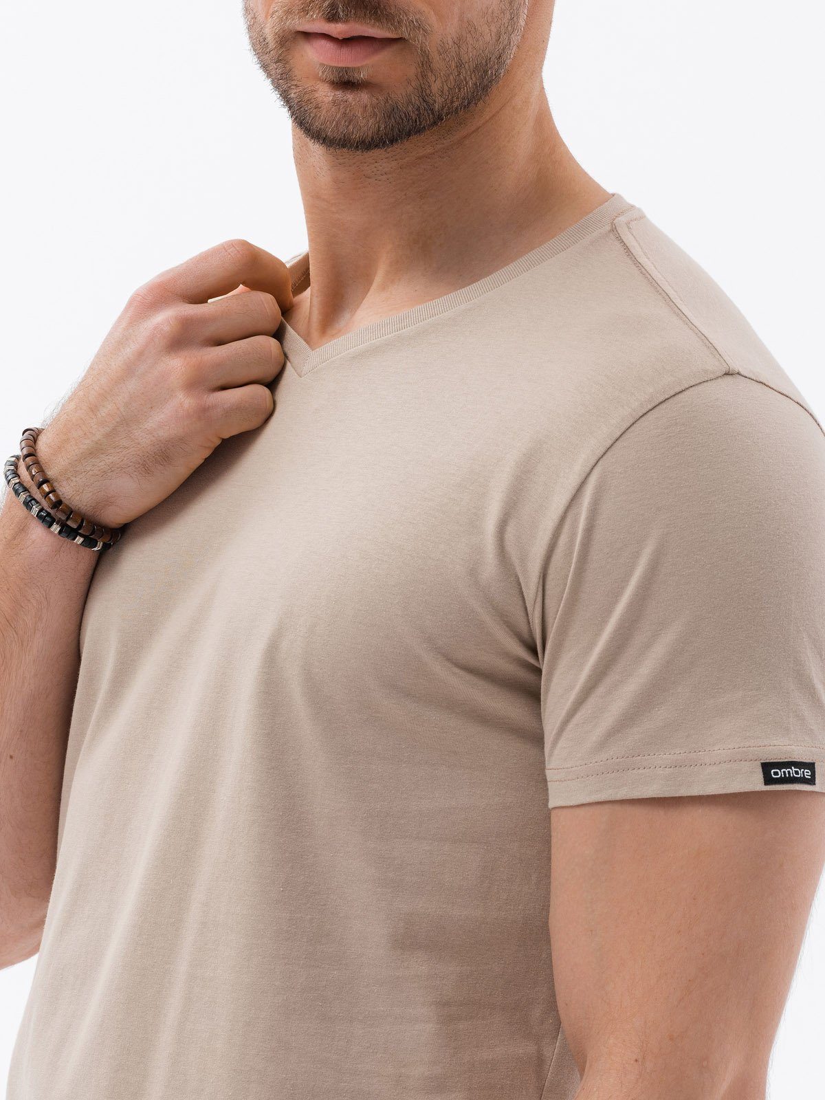 grau OMBRE sand - V-Ausschnitt mit Herren-T-Shirt T-Shirt XXL BASIC S1369 V5