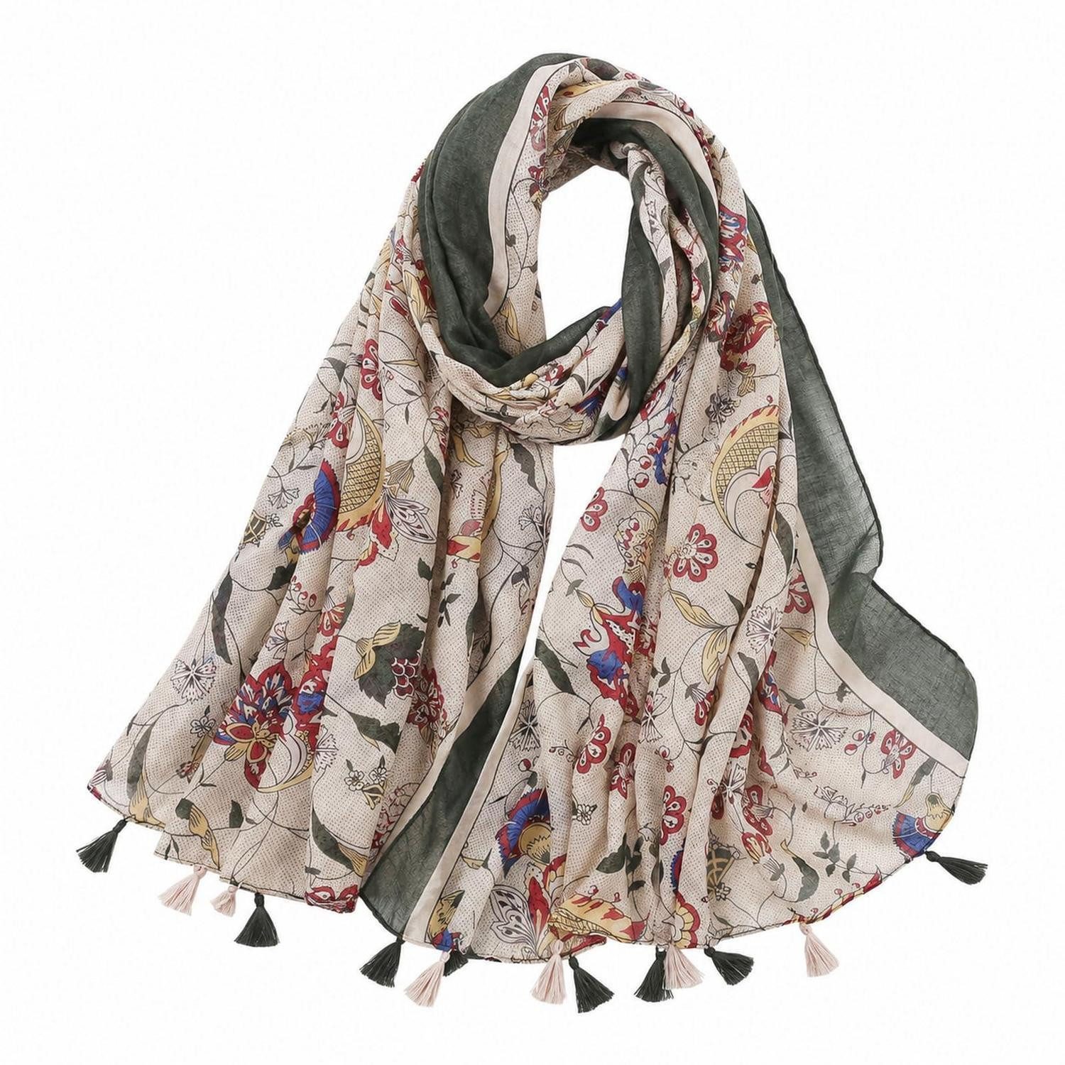 LuxusKollektion Modeschal Schal Damen Bunte Blumenmuster 180 x 85 cm, (1-St)