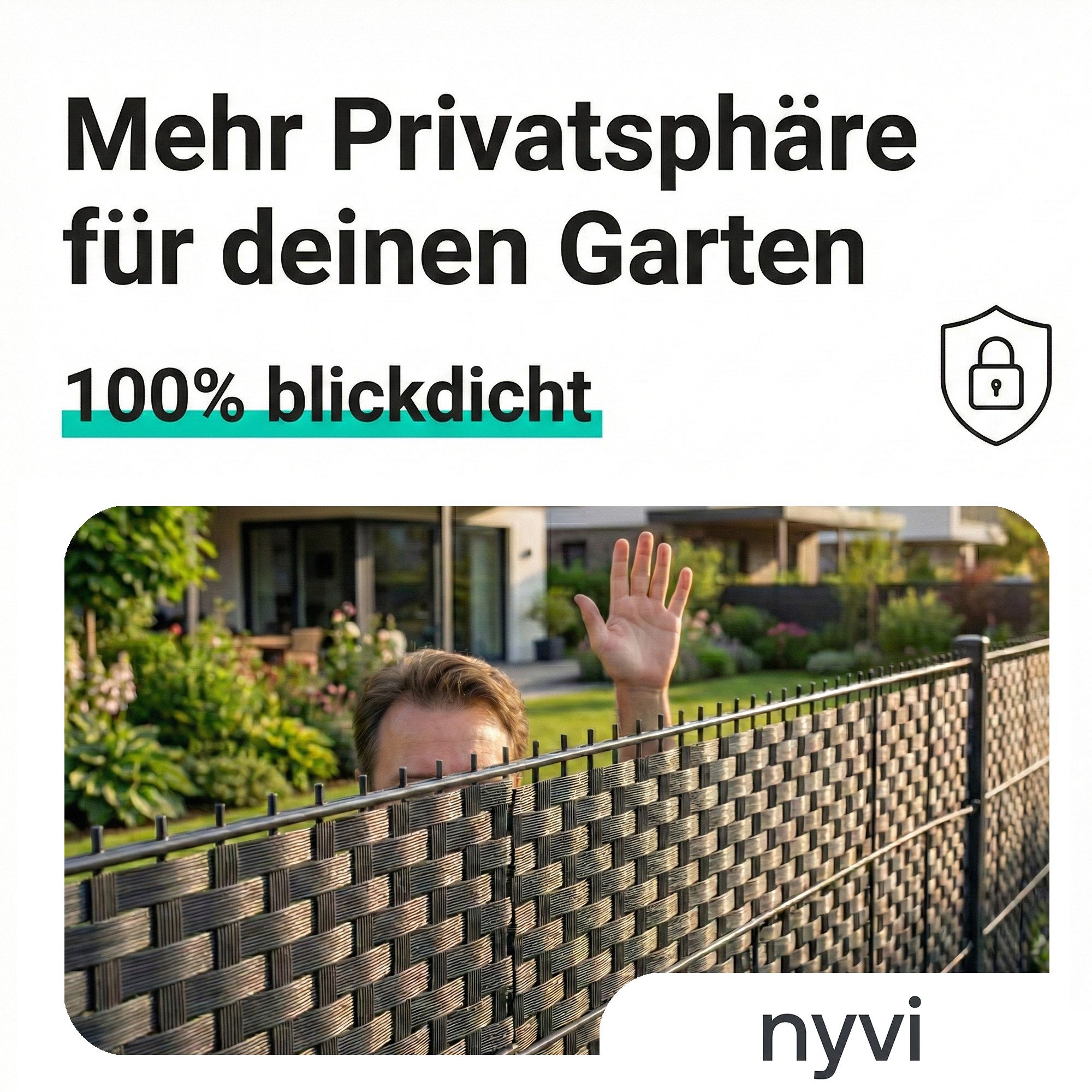 NYVI Sichtschutzstreifen Sichtschutzstreifen Privafence 255x19 cm für Zaun, (1-St), Polyrattan 3D Optik, Wetterfest, Reißfest