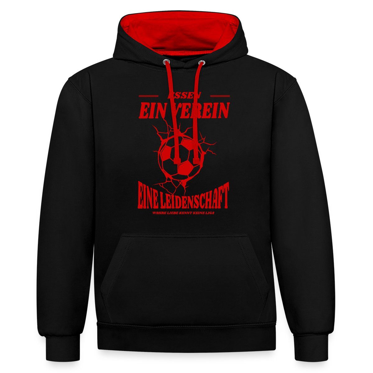 Spreadshirt Hoodie Essen Fußball Fan Leidenschaft Unisex Kontrast Hoodie (1-tlg)