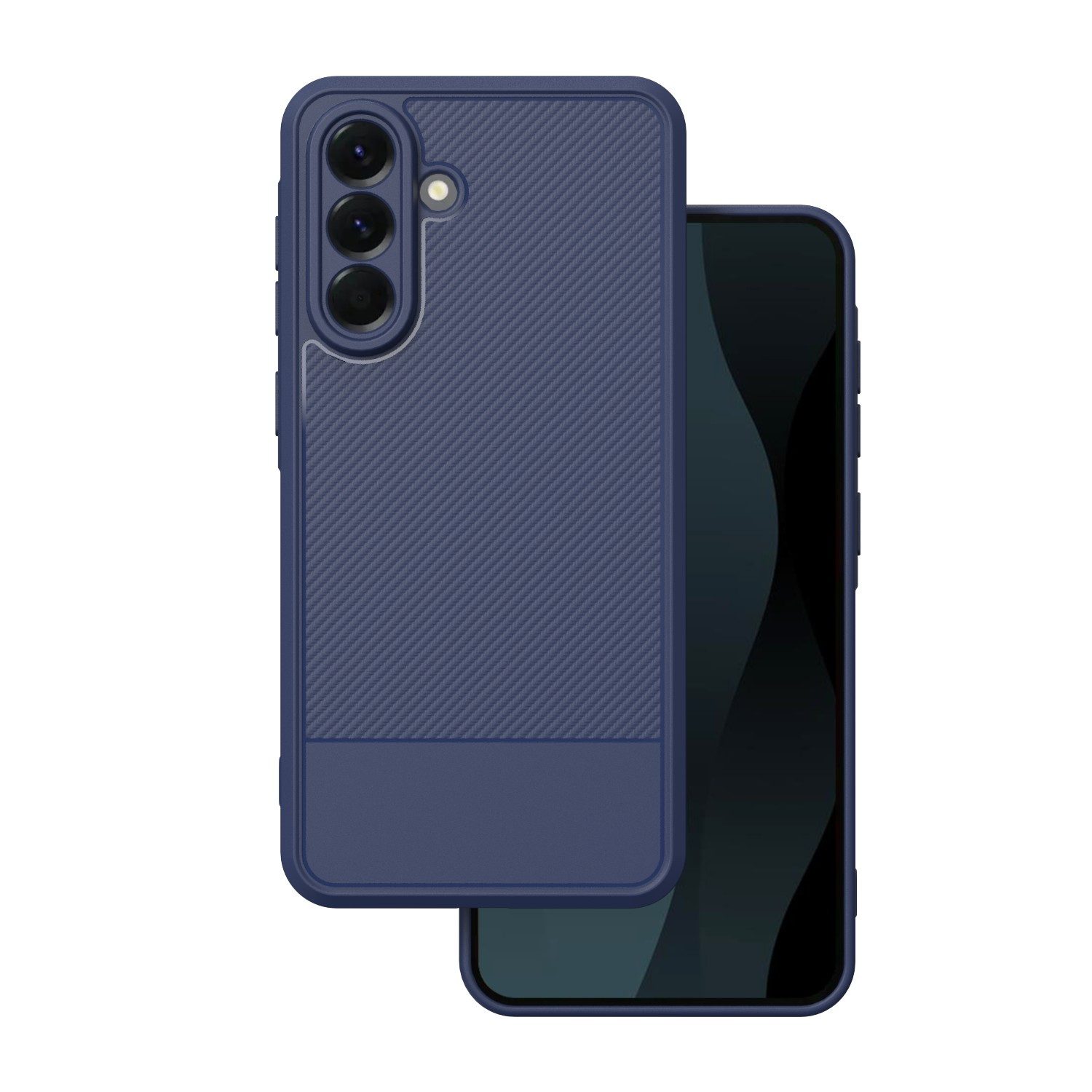 COFI 1453 Handyhülle Simple Carbon für Samsung Galaxy A56 5G Blau 6,7, Schlankes Carbonmuster mit erhöhtem Kamerarand