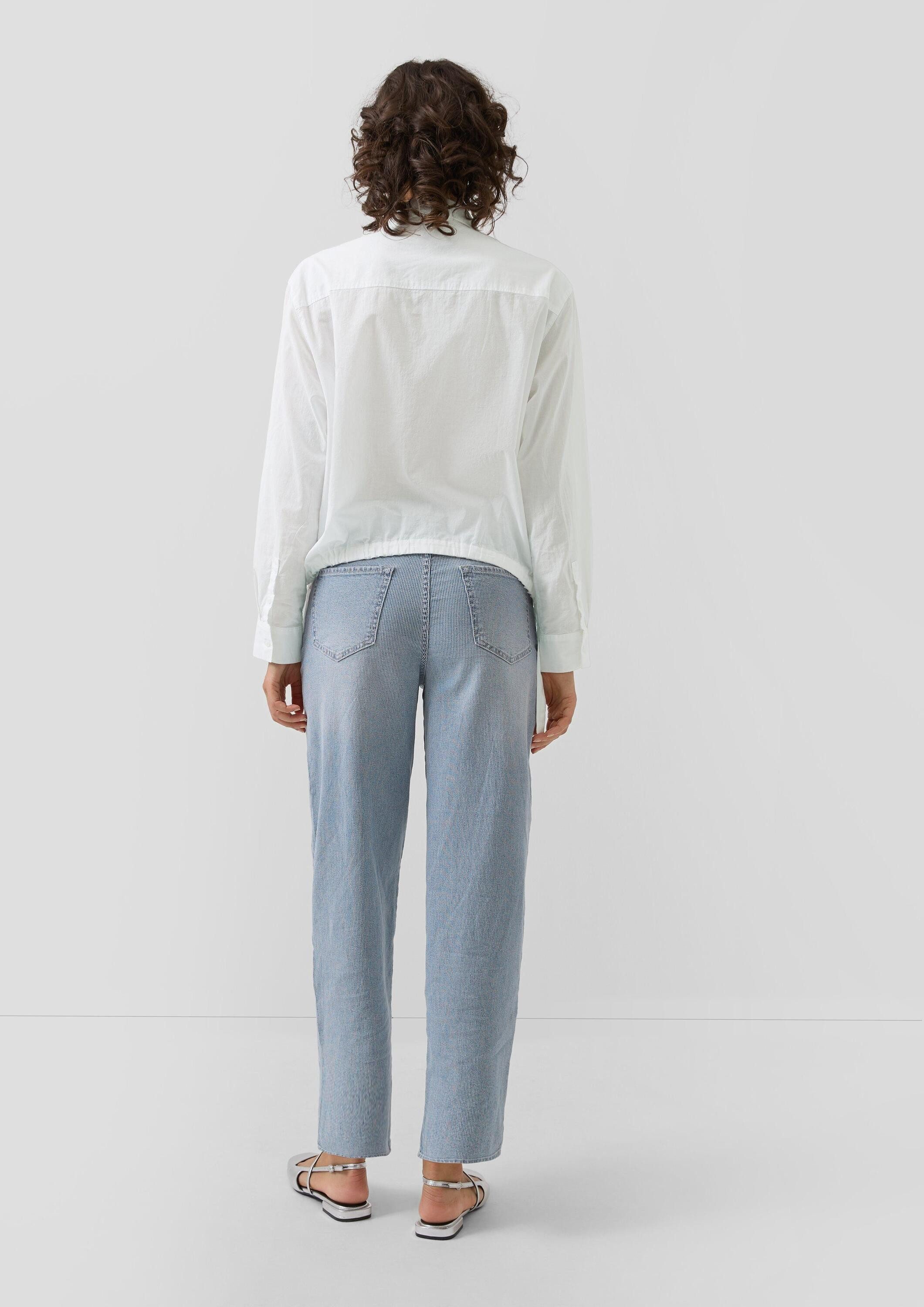 s.Oliver Langarmbluse Bluse Leichte Hemdbluse aus Baumwollvoile mit Schleifendetail