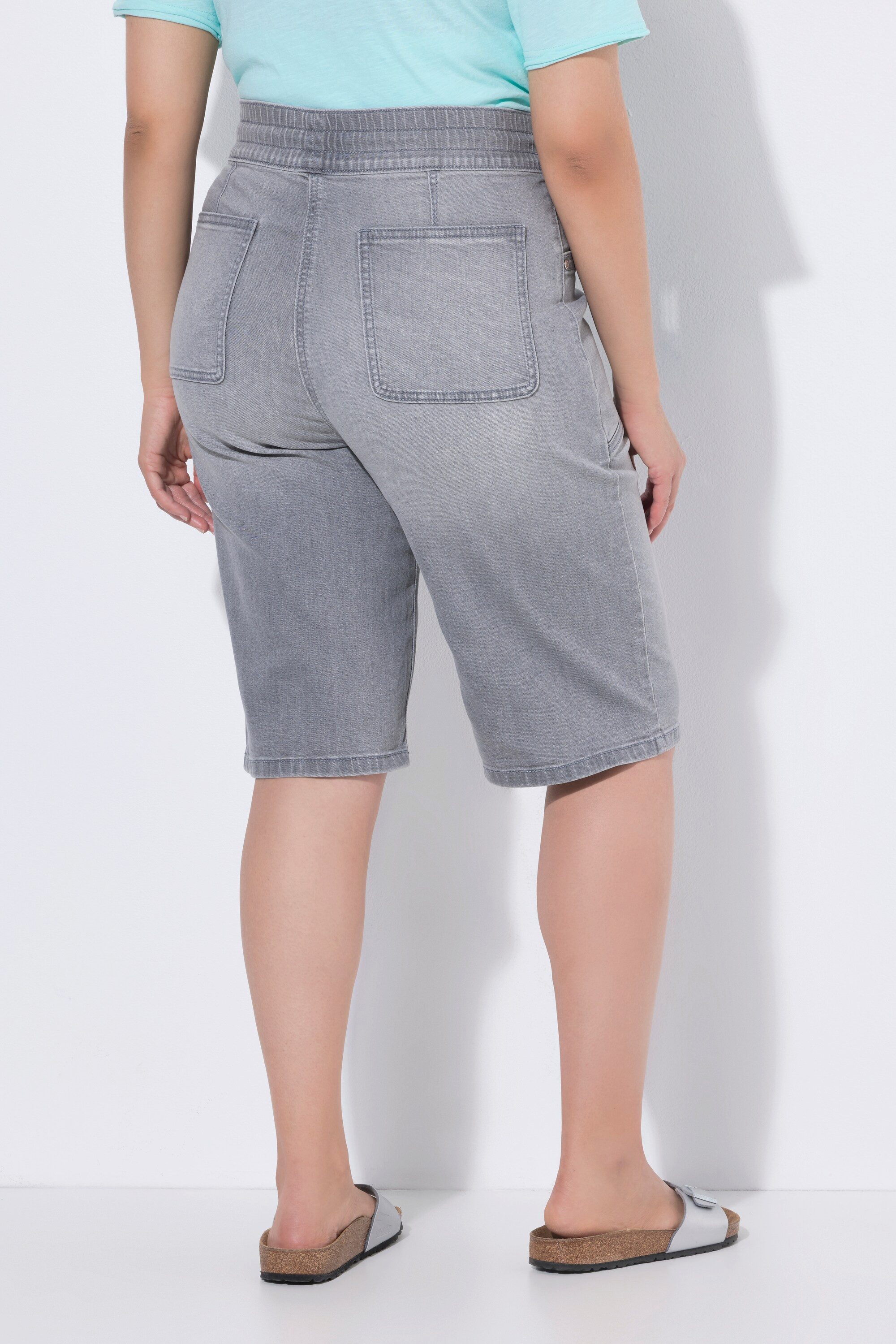 Ulla Popken Regular-fit-Jeans Bermuda Mary weites Bein Elastikbund