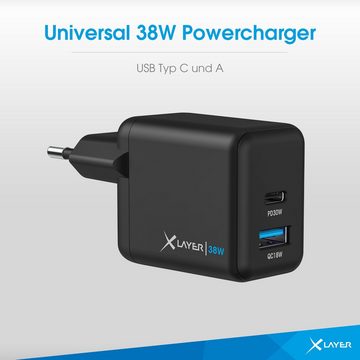 XLAYER Powercharger 38W USB-C PD Dual Schnellladegerät Schnellladen Smartphone-Ladegerät