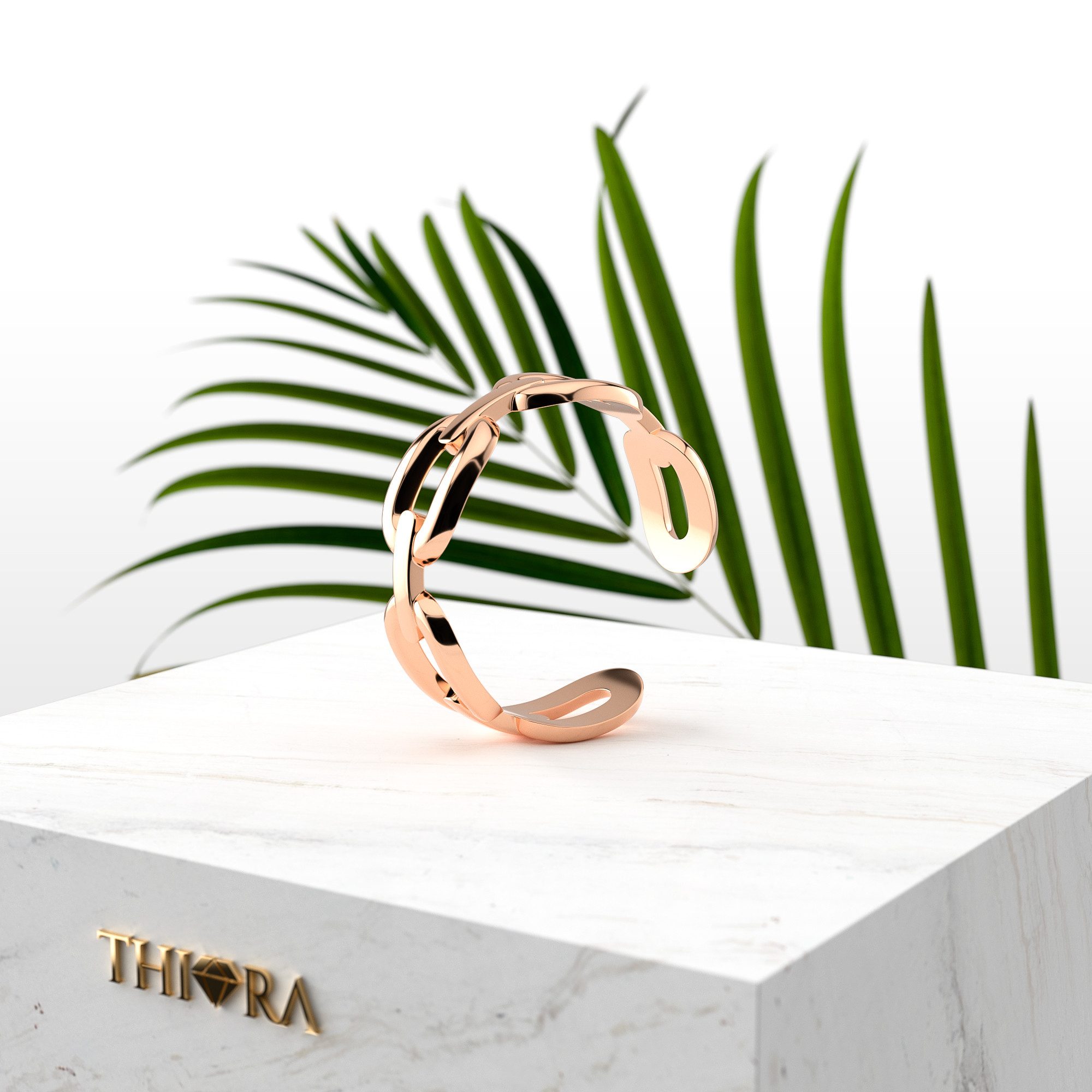 THIORA Fingerring Offener Damen Ring, Kettenglieder, Gliederkette, Edelstahl, offen & größenverstellbar, 6.5 mm Ringbreite, Edelstahl