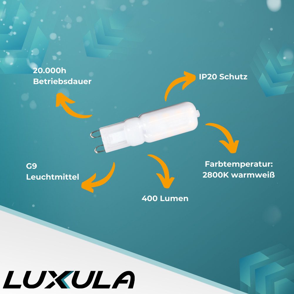 LUXULA LED-Leuchtmittel LUXULA G9 Leuchtmittel 4W 2800K Warmweiß G9 LED Lampe Flackerfrei, G9, Warmweiß