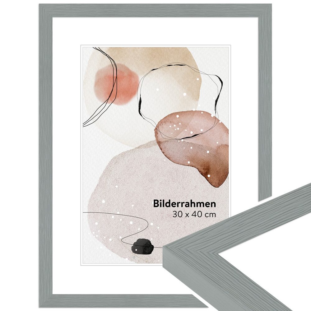 WANDStyle Bilderrahmen H300, Hellgrauer Bilderrahmen 20x30 Holz, Moderner Fotorahmen 20x30 cm