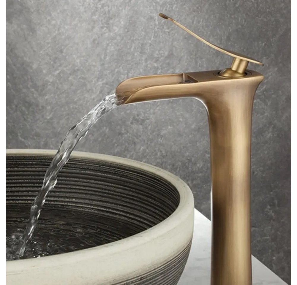Thumbnail - wohnwerk.idee Badarmatur Waschbeckenarmatur Wasserhahn Gold Vintage Antik Laguna