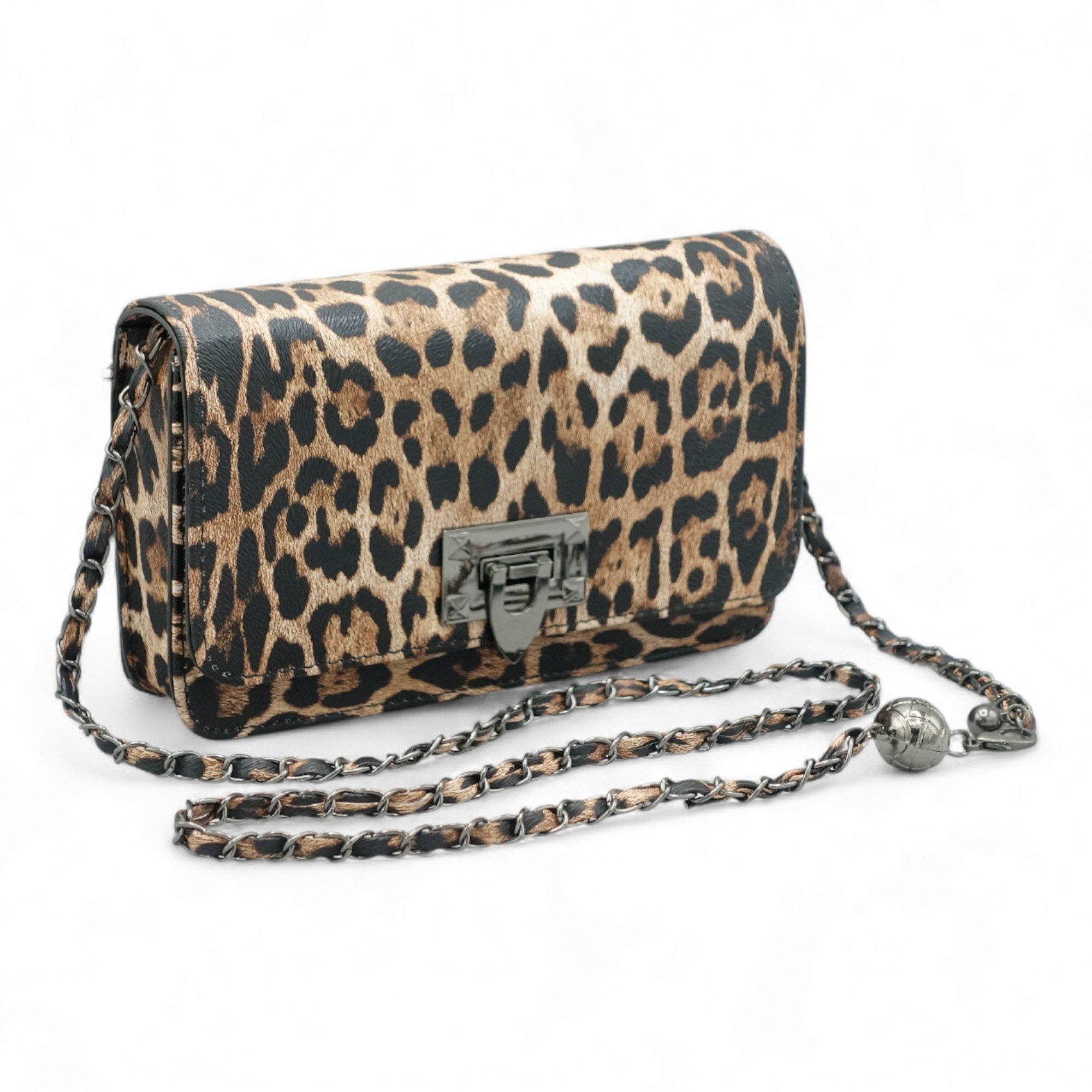 Eyecatcher Handtasche Léona – Damen Umhängetasche Leo-Print mit Kettenrieme günstig online kaufen