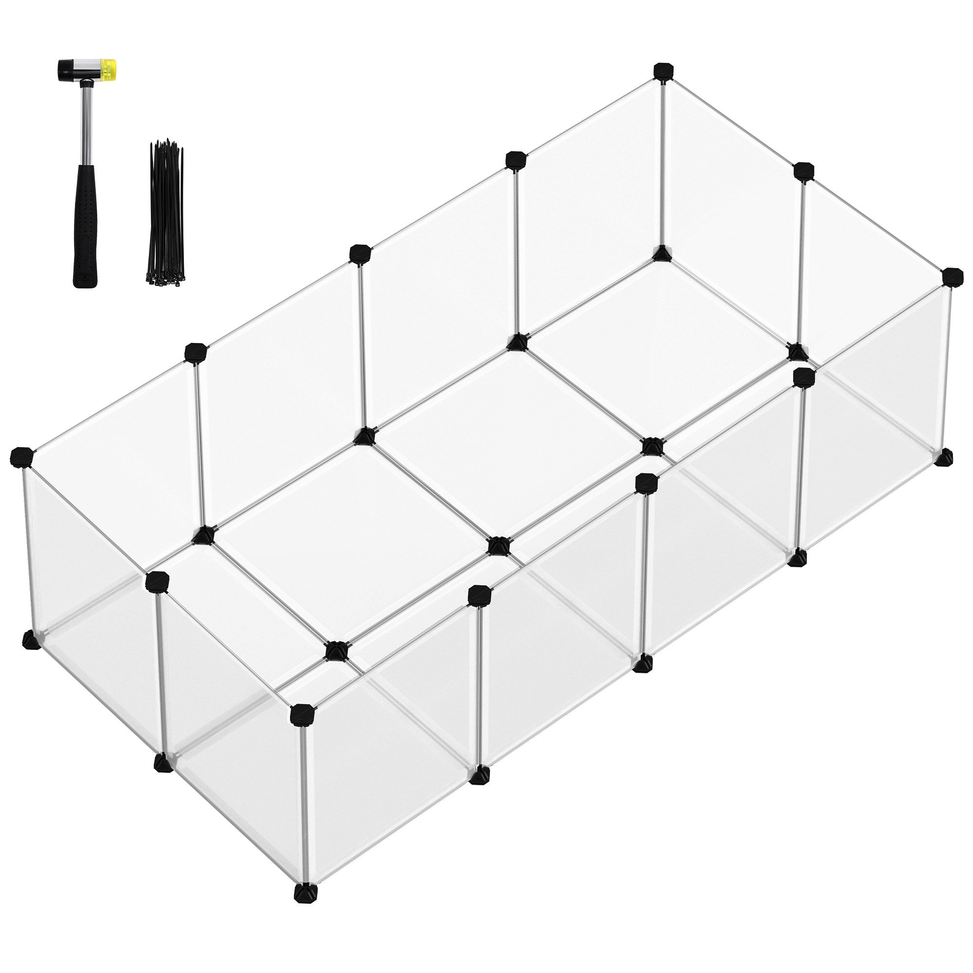 SONGMICS Kleintierkäfig, L-XXL, Freigehege, mit Bodenplatten, 20 Platten, DIY