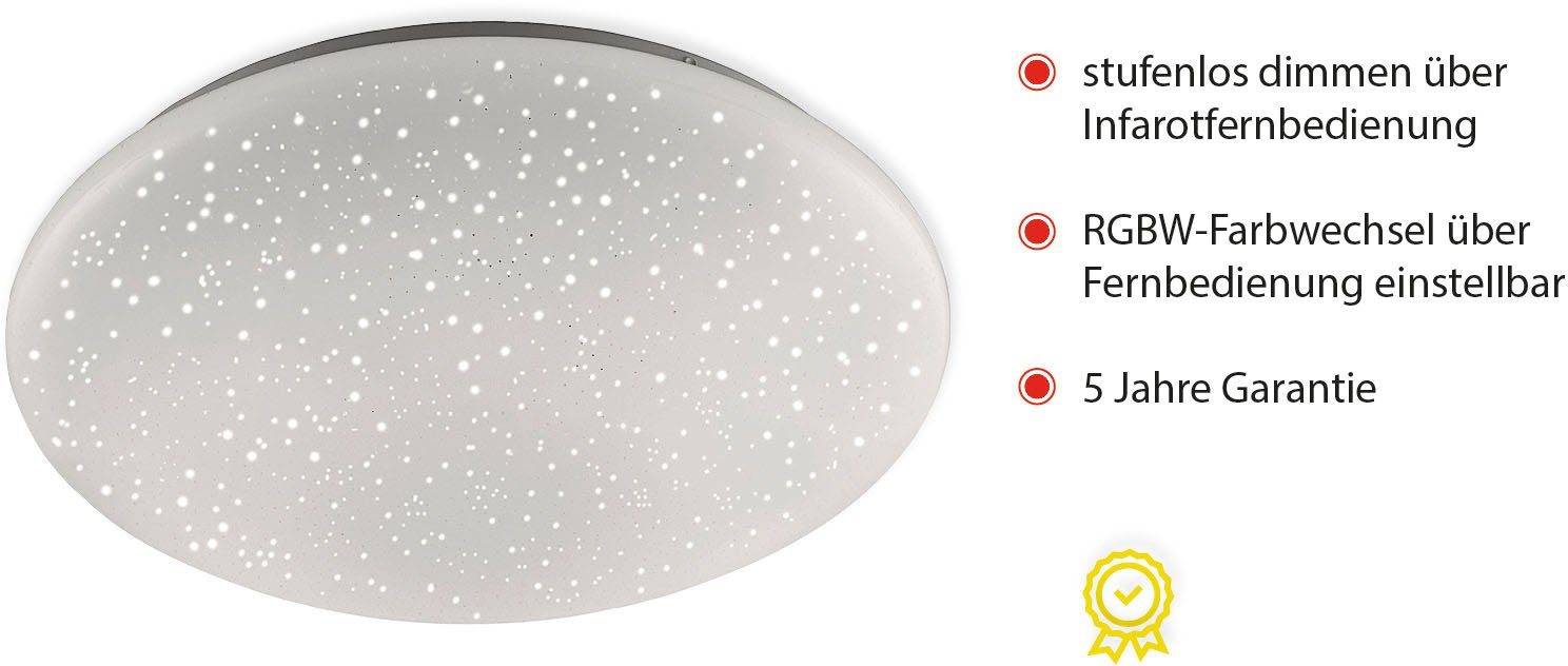 JUST LIGHT Deckenleuchte SKYLER, Dimmfunktion, Farbwechsel, LED fest integriert, Neutralweiß, Tageslichtweiß, Warmweiß, RGB+W