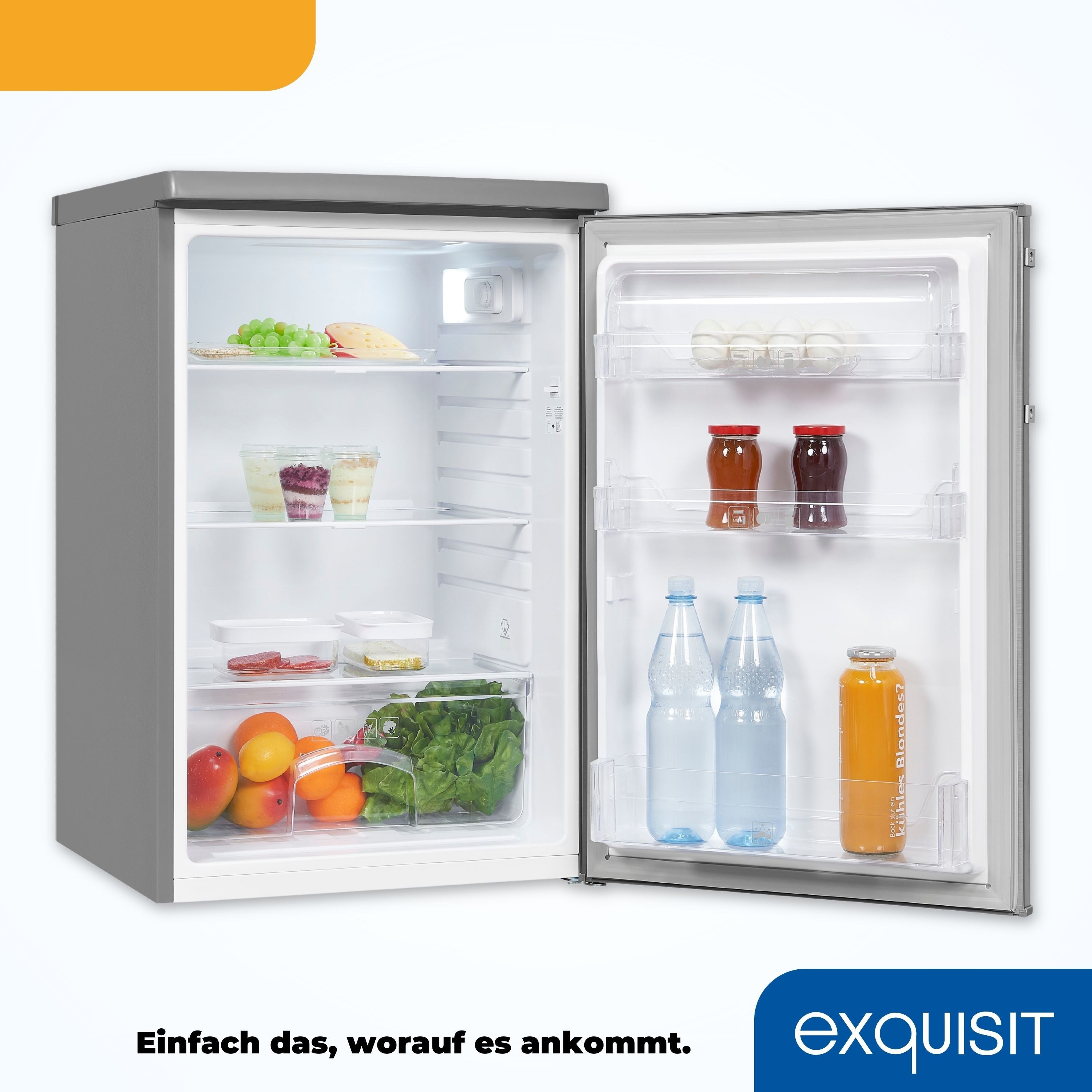exquisit Kühlschrank KS16-V-H-040E inoxlook, 85,5 cm hoch, 55 cm breit, 127 L Volumen