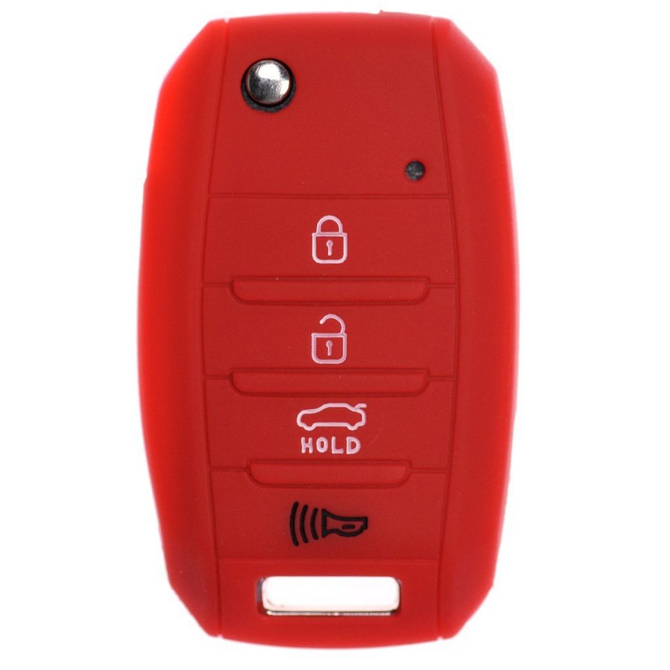 mt-key Schlüsseltasche Autoschlüssel Softcase Silikon Schutzhülle Rot, für KIA  Sportage Rio Ceed Sorento Soulens Picanto 4 Tasten Schlüssel