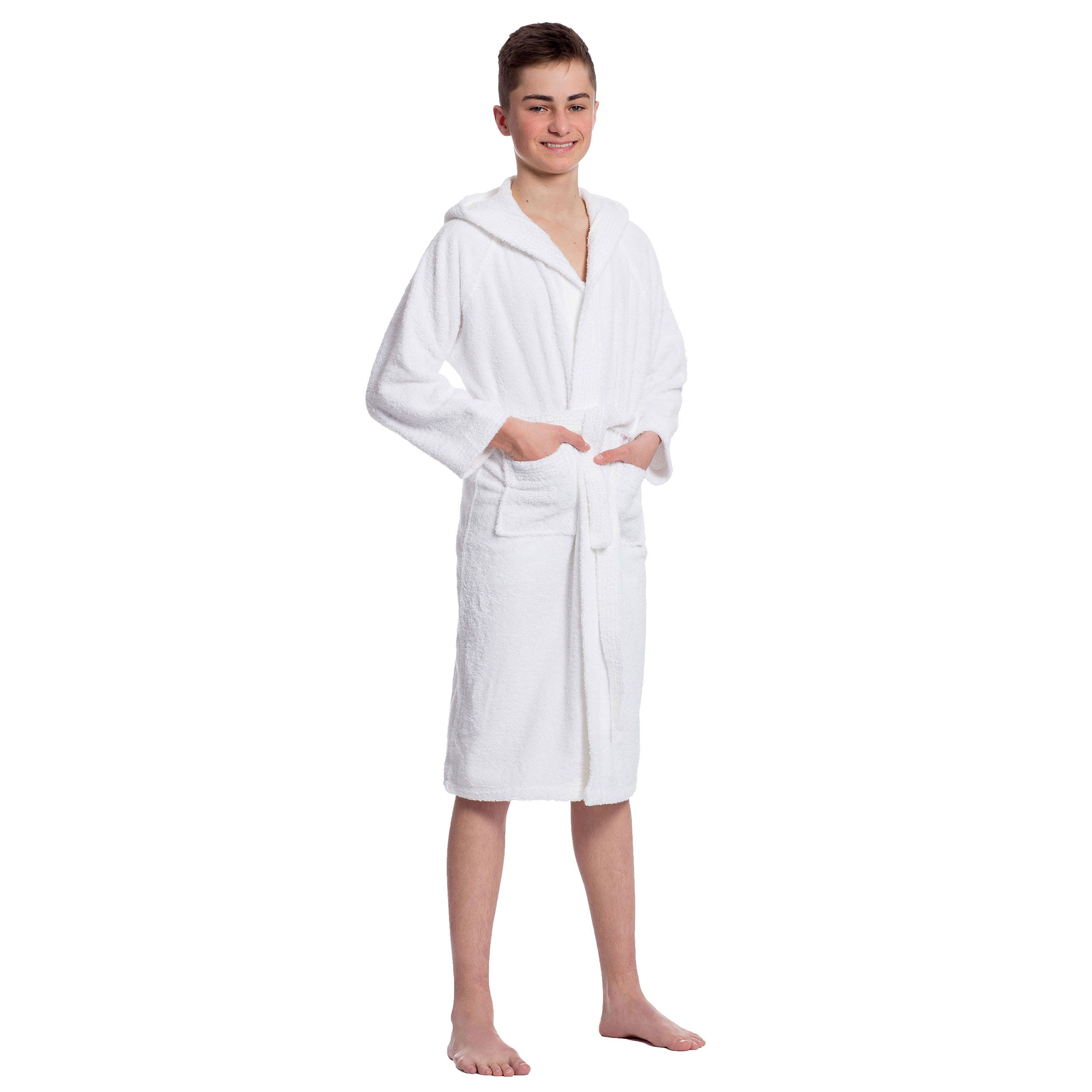 ZOLLNER Kinderbademantel, 100% Baumwolle, Kapuze, Gürtel, 100% Baumwolle, vom Hotelwäschespezialisten