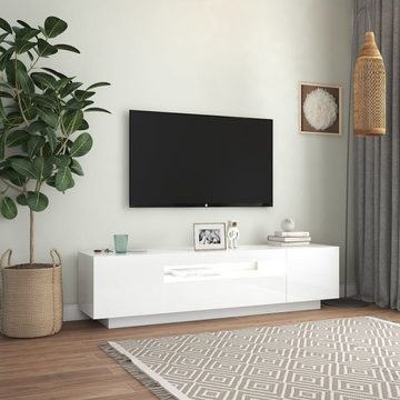 vidaXL TV-Schrank TV-Schrank mit LED-Leuchten Hochglanz-Weiß 160x35x40 cm Lowboard