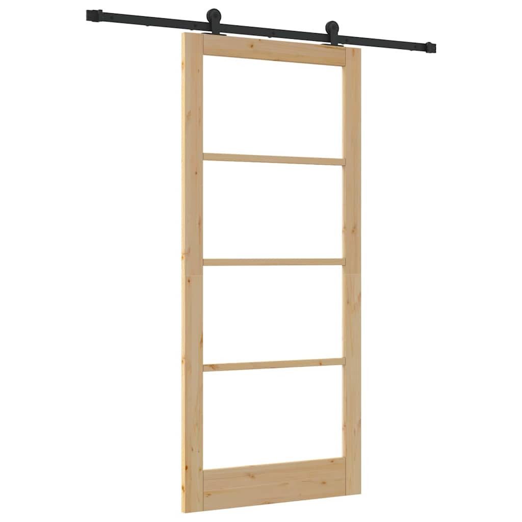 vidaXL Haustür Schiebetür ORKDAL Natürlich und Schwarz 93 x 211 cm (1-St)