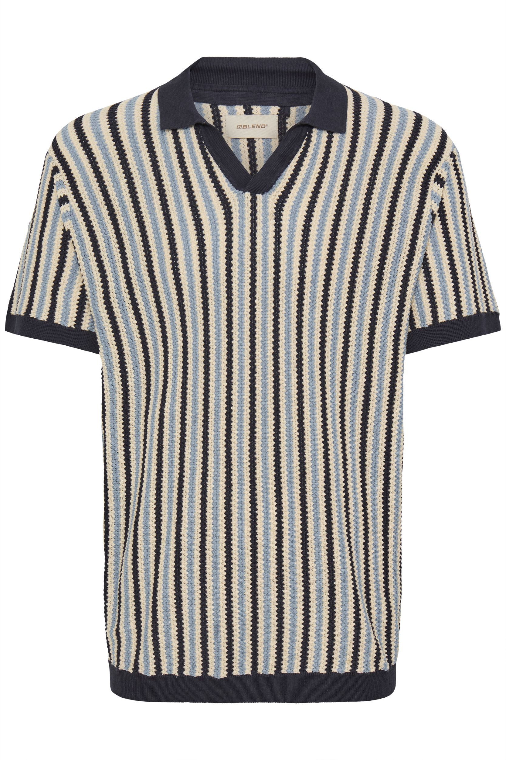 Blend Poloshirt Gestreiftes Design Polokragen Kurzarm Rippbündchen Modisch günstig online kaufen