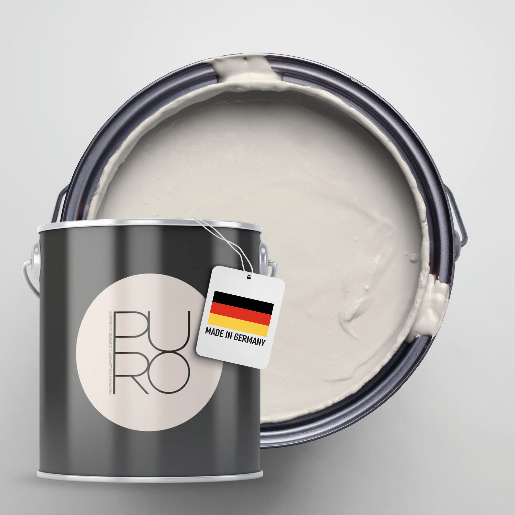 A.S. Création Wandfarbe Premium Innenwandfarbe PURO Tuchmatt creamy grey, ideal für Wohnzimmer, Schlafzimmer, Flur und Küche, Farbwelt Grau