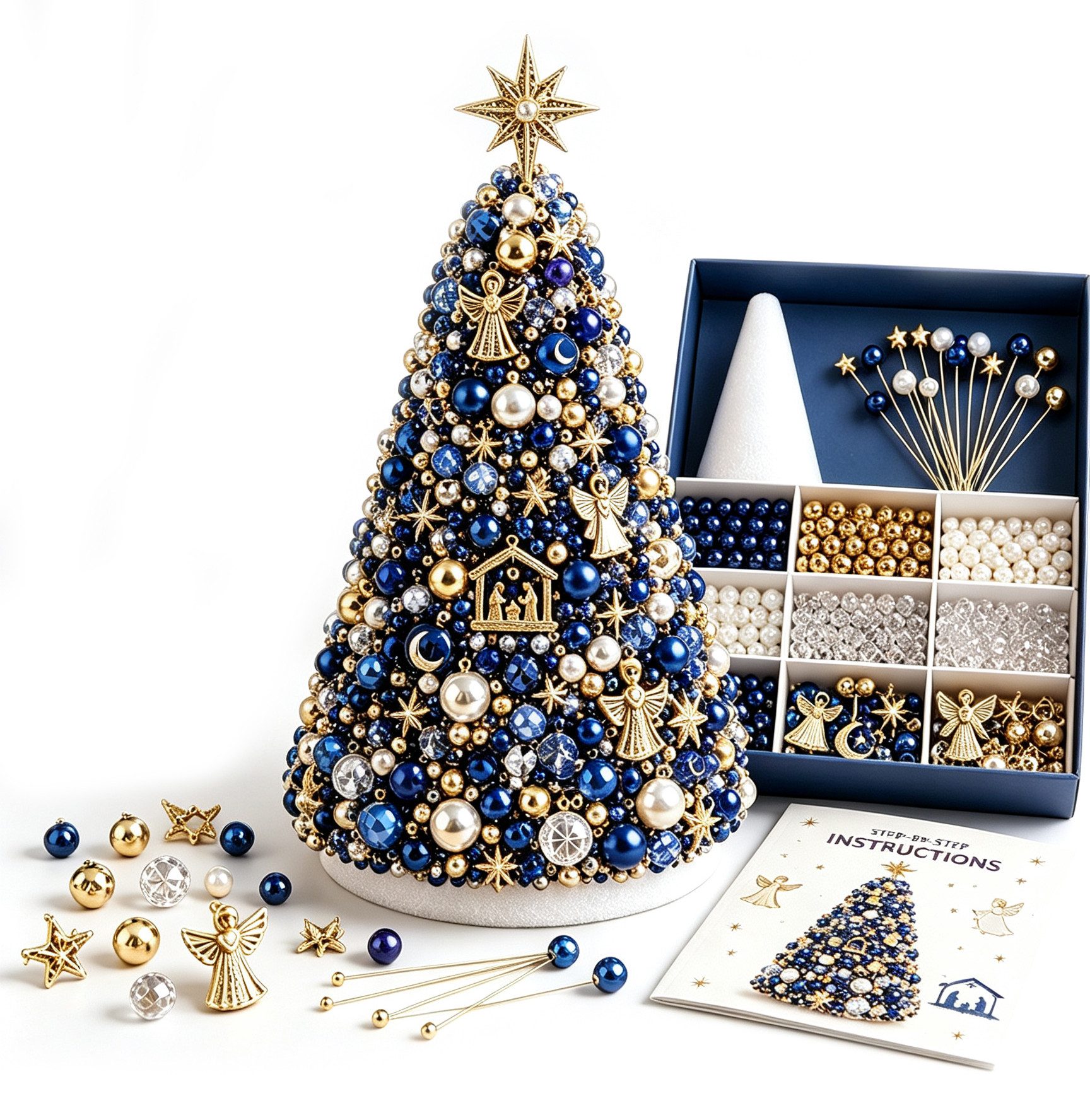 CLTYQ Kreativset DIY-Kreativset für einen Perlen-Weihnachtsbaum, Weihnachtsdeko zum Selbermachen für Erwachsene und Kinder