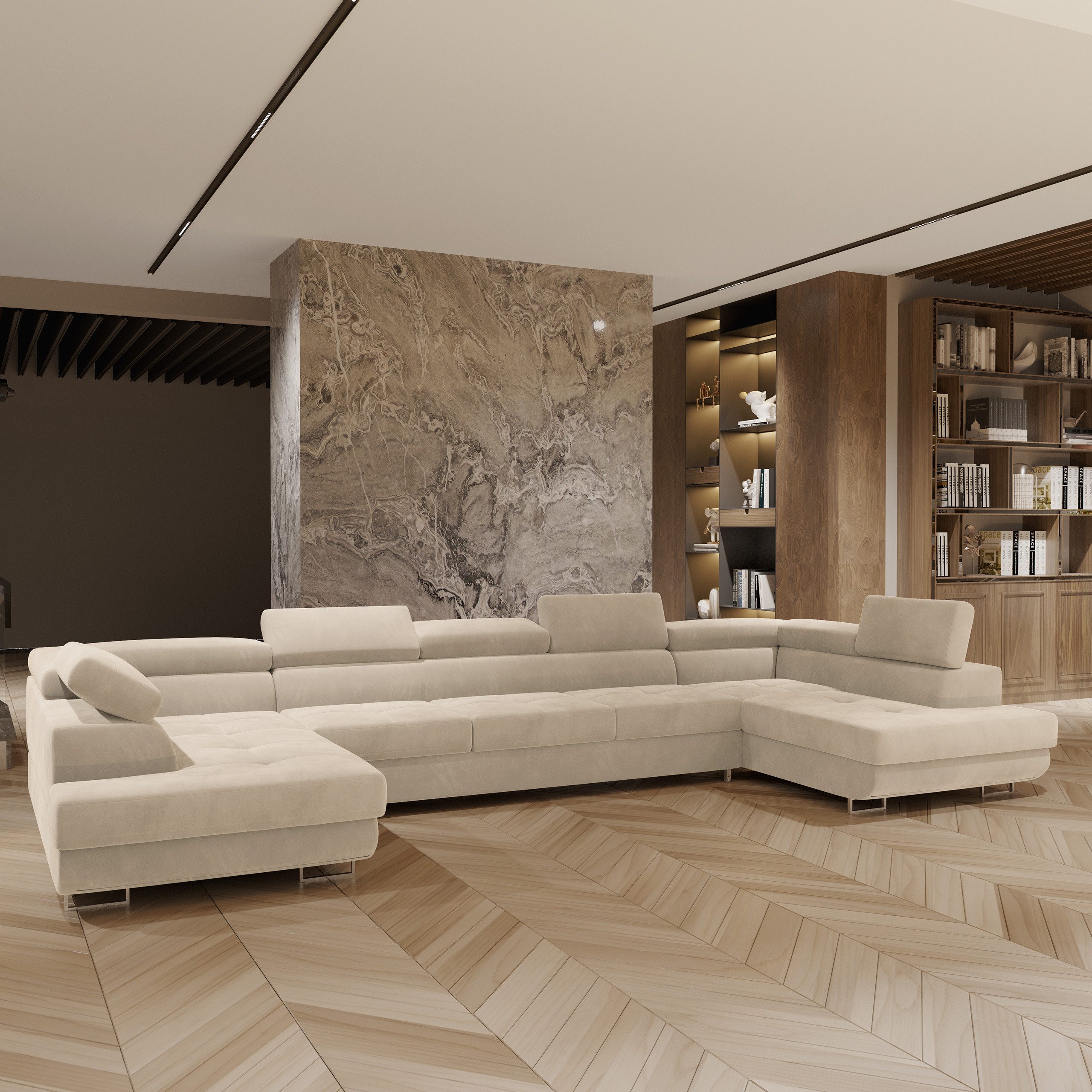Masseno Ecksofa ISOLANO mit Schlaffunktion U-Form, Sofa mit Bettkasten