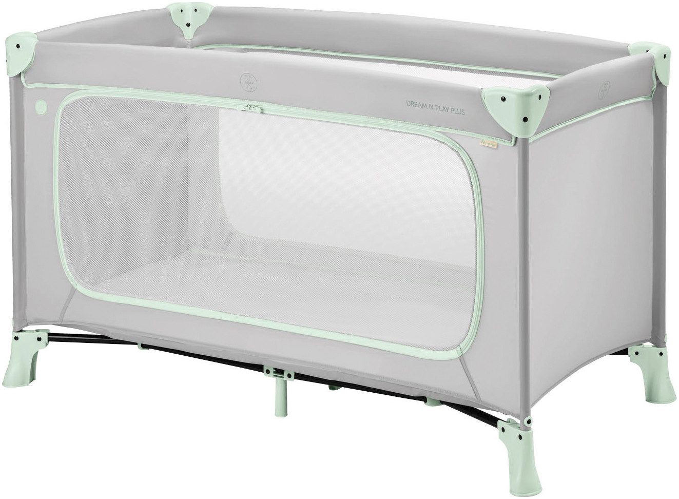 Hauck Baby-Reisebett Dream N Play Plus, Dusty Mint, Vorderausstieg