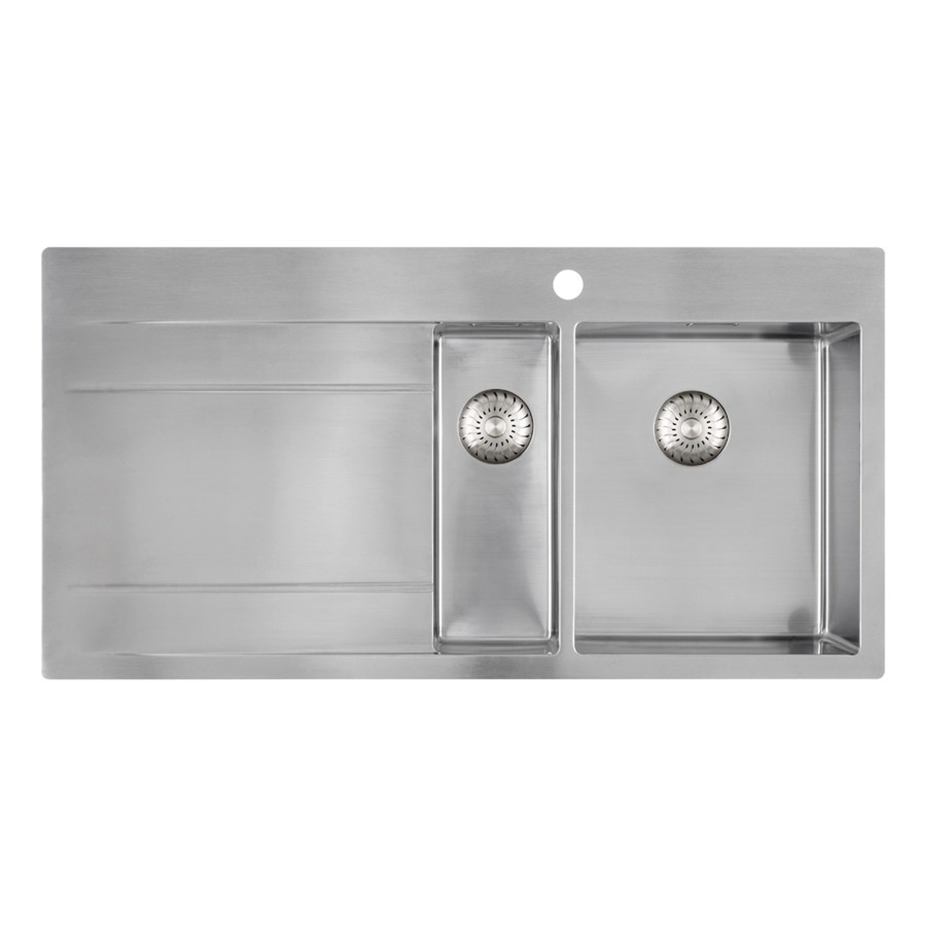 CARESSI Küchenspüle CAPP1534ABR, reckteckig, 110/52 cm, Mit Öffnung, Restebecken und Abtropffläche, handgefertigt