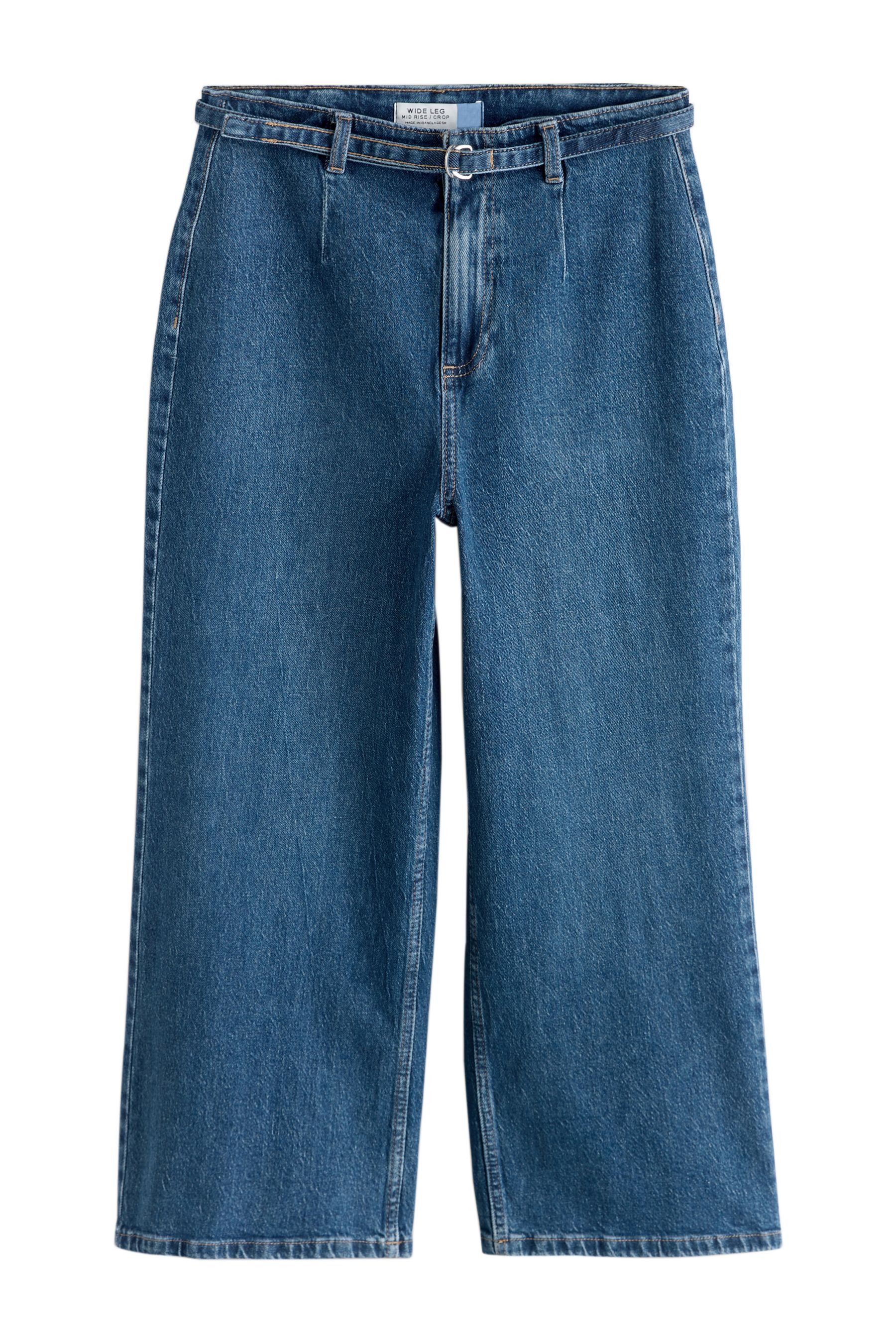 Caprijeans Verkürzte Jeans mit weitem Bein und Gürtel